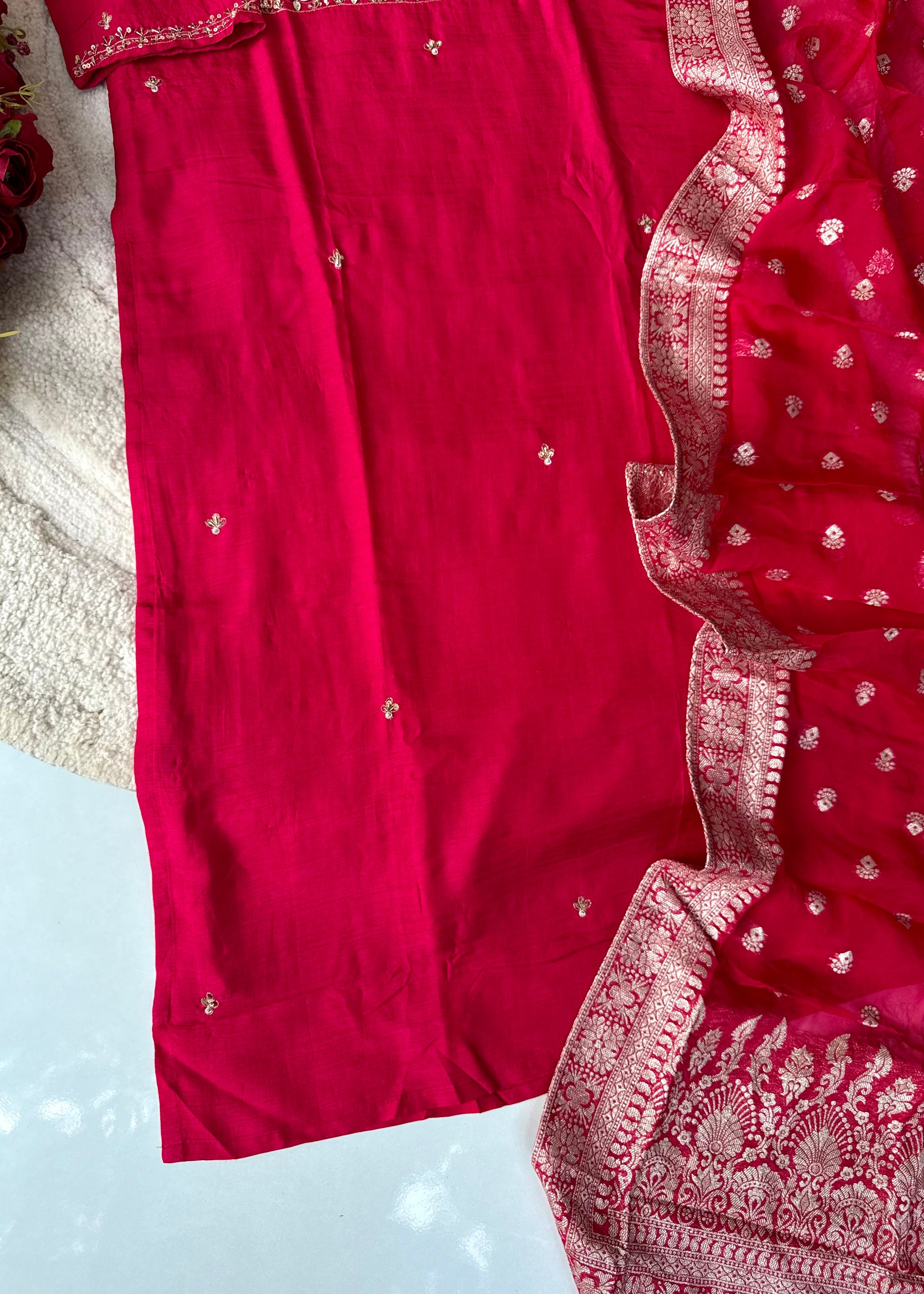 “Hiya” Premium range Dola Silk handwork Kurta Set
