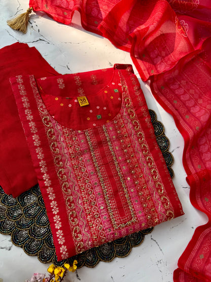 “Mustarab” Beautiful jacquard silk kurti pant with dupatta set 🛍️♥️