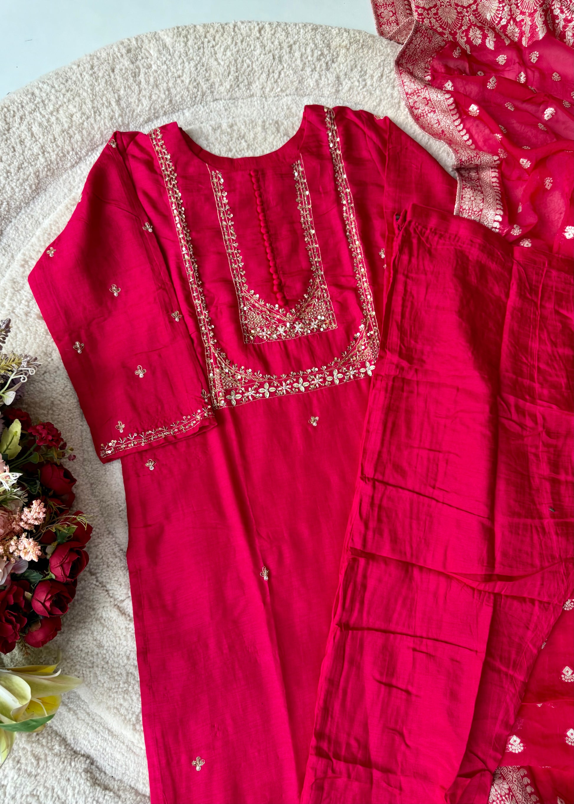 “Hiya” Premium range Dola Silk handwork Kurta Set