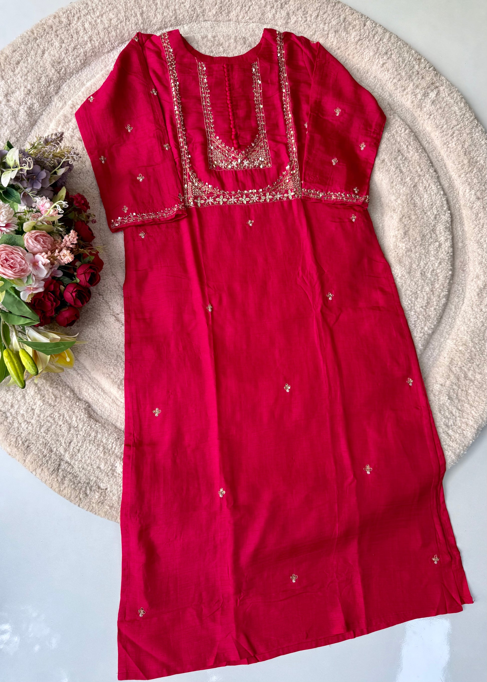 “Hiya” Premium range Dola Silk handwork Kurta Set