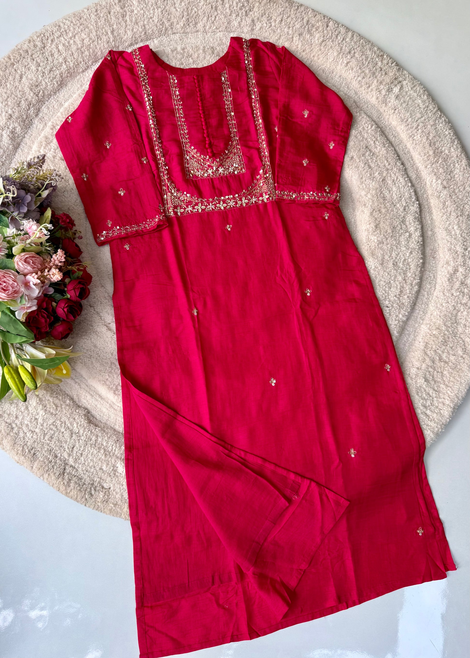 “Hiya” Premium range Dola Silk handwork Kurta Set