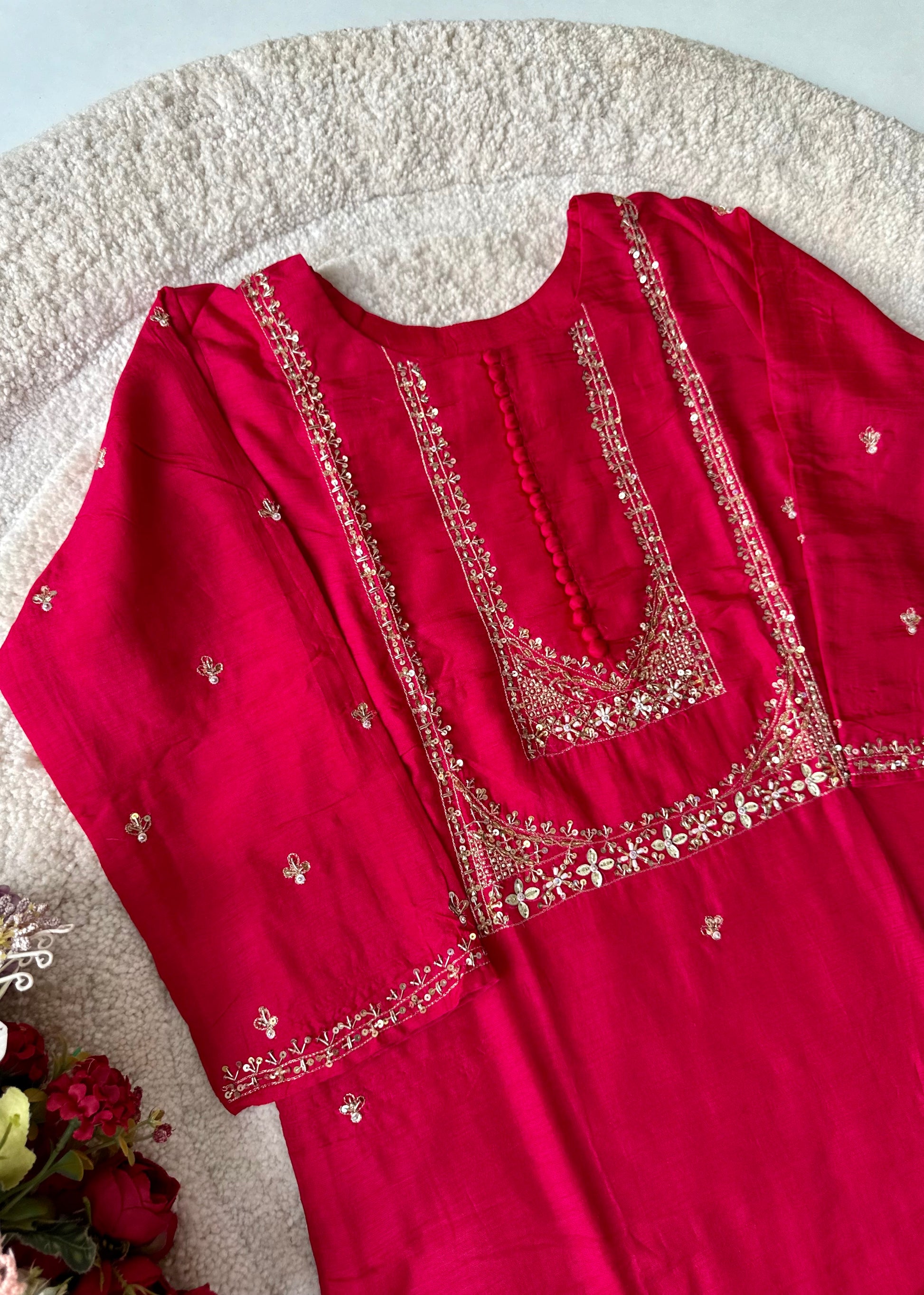 “Hiya” Premium range Dola Silk handwork Kurta Set