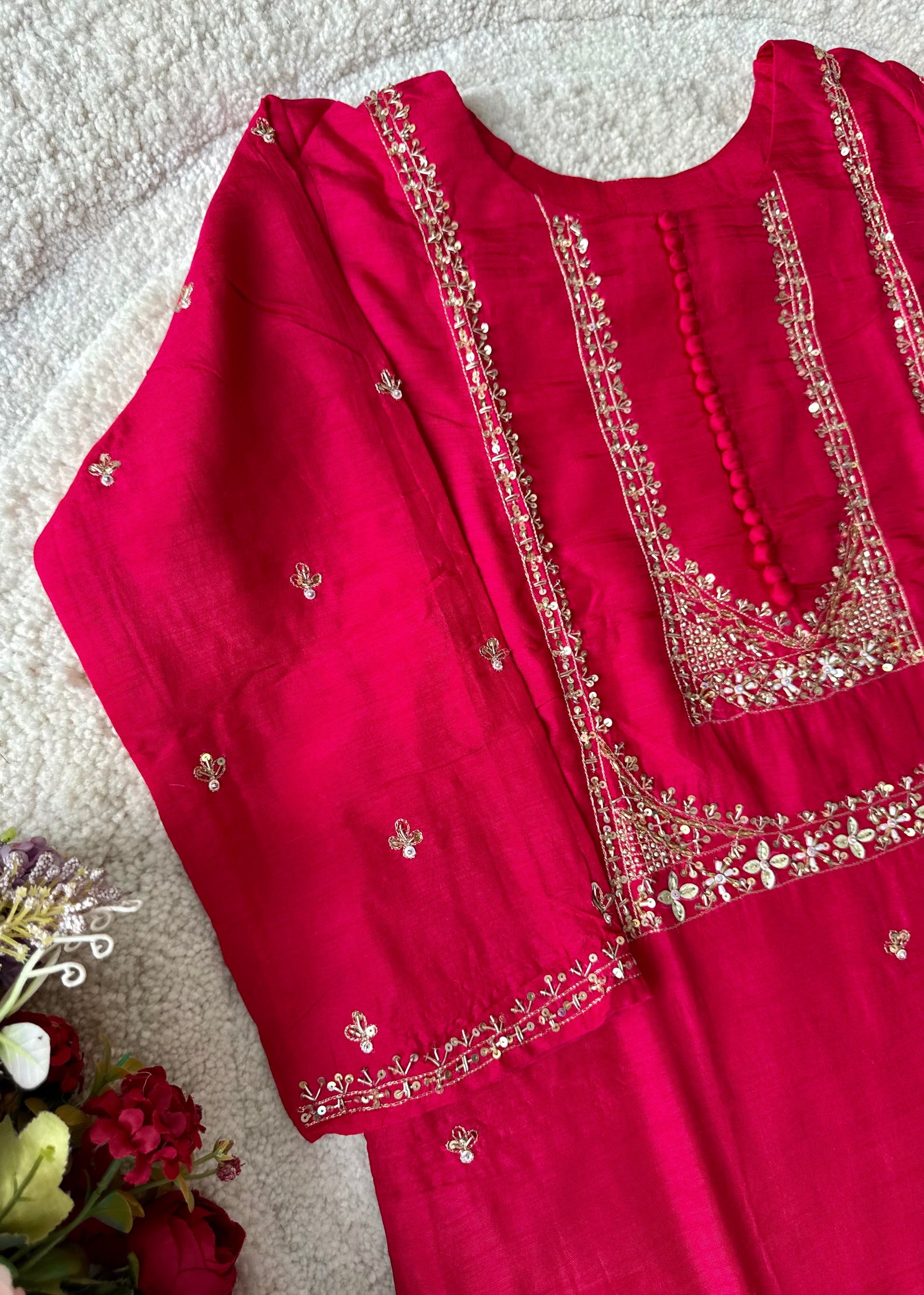 “Hiya” Premium range Dola Silk handwork Kurta Set