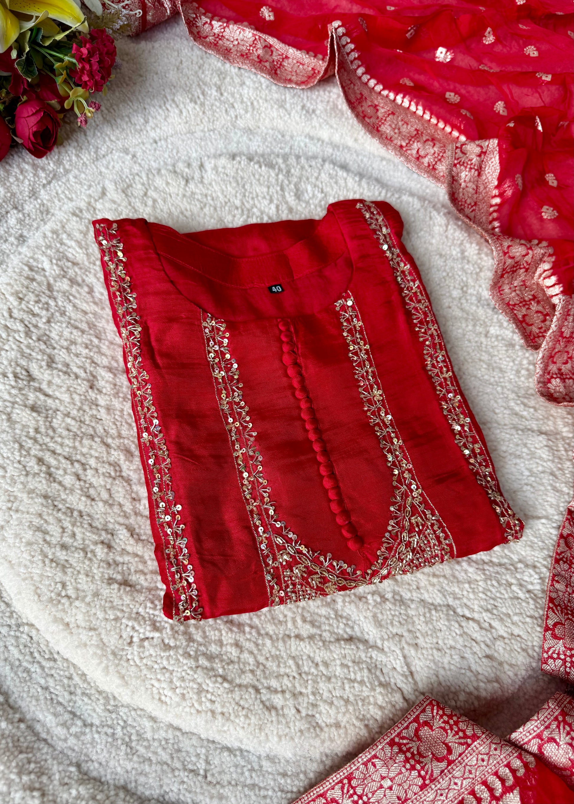 “Hiya” Premium range Dola Silk handwork Kurta Set