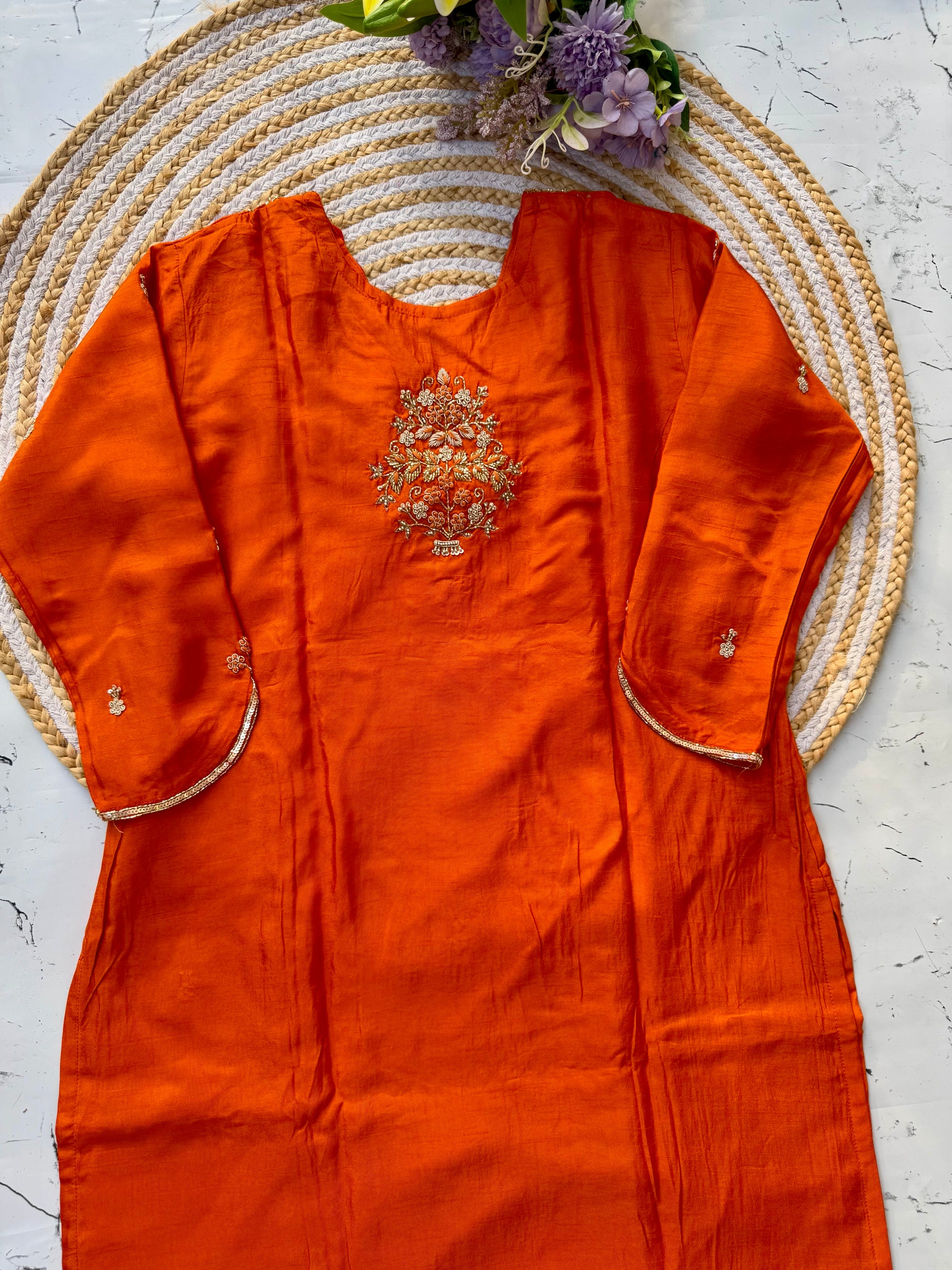 "Mulk" Party wear Handcrafted dola silk kurti set