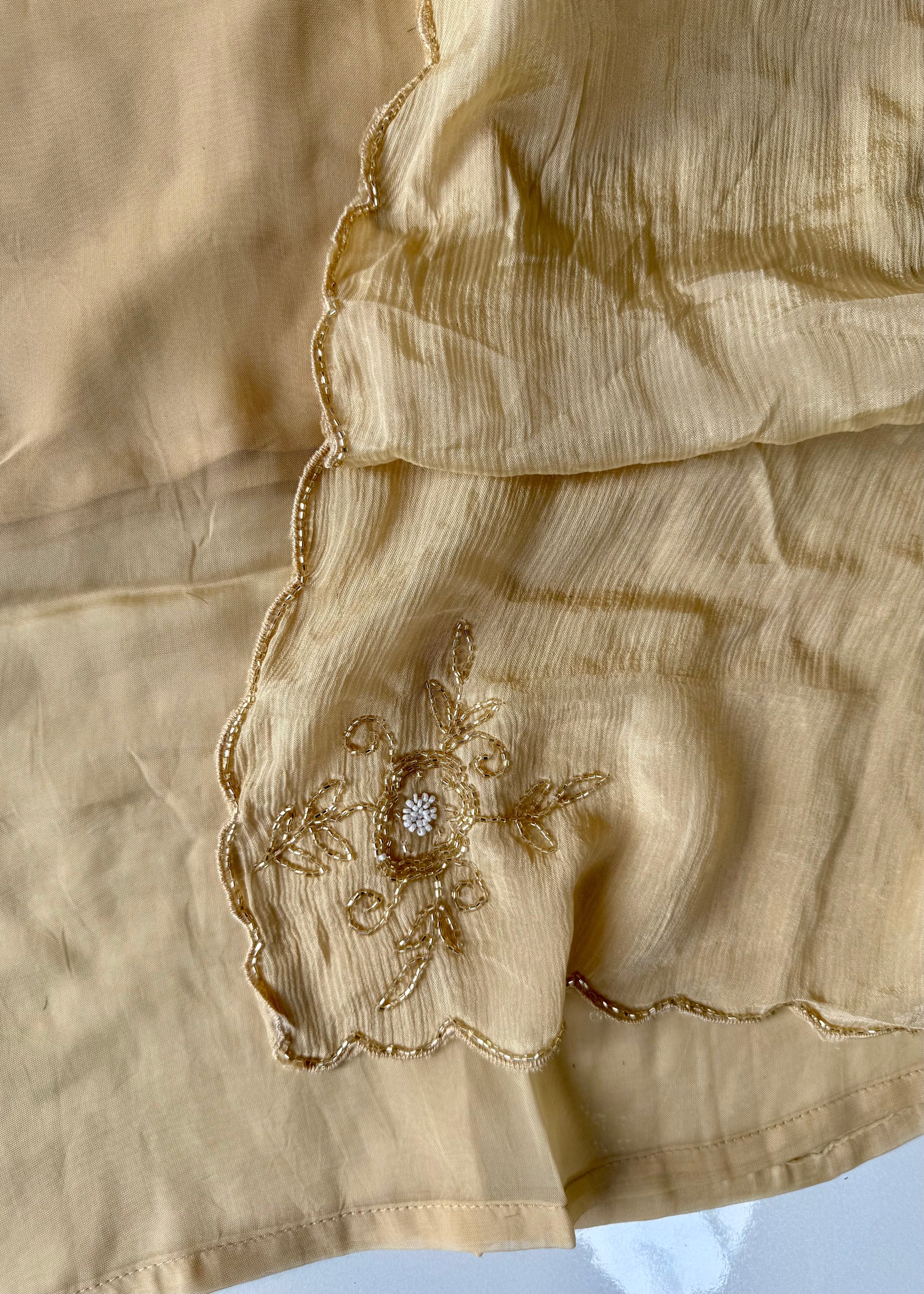 "Palermo” Beige Biscuit viscose organza kurti bottom dupatta set 🛍️