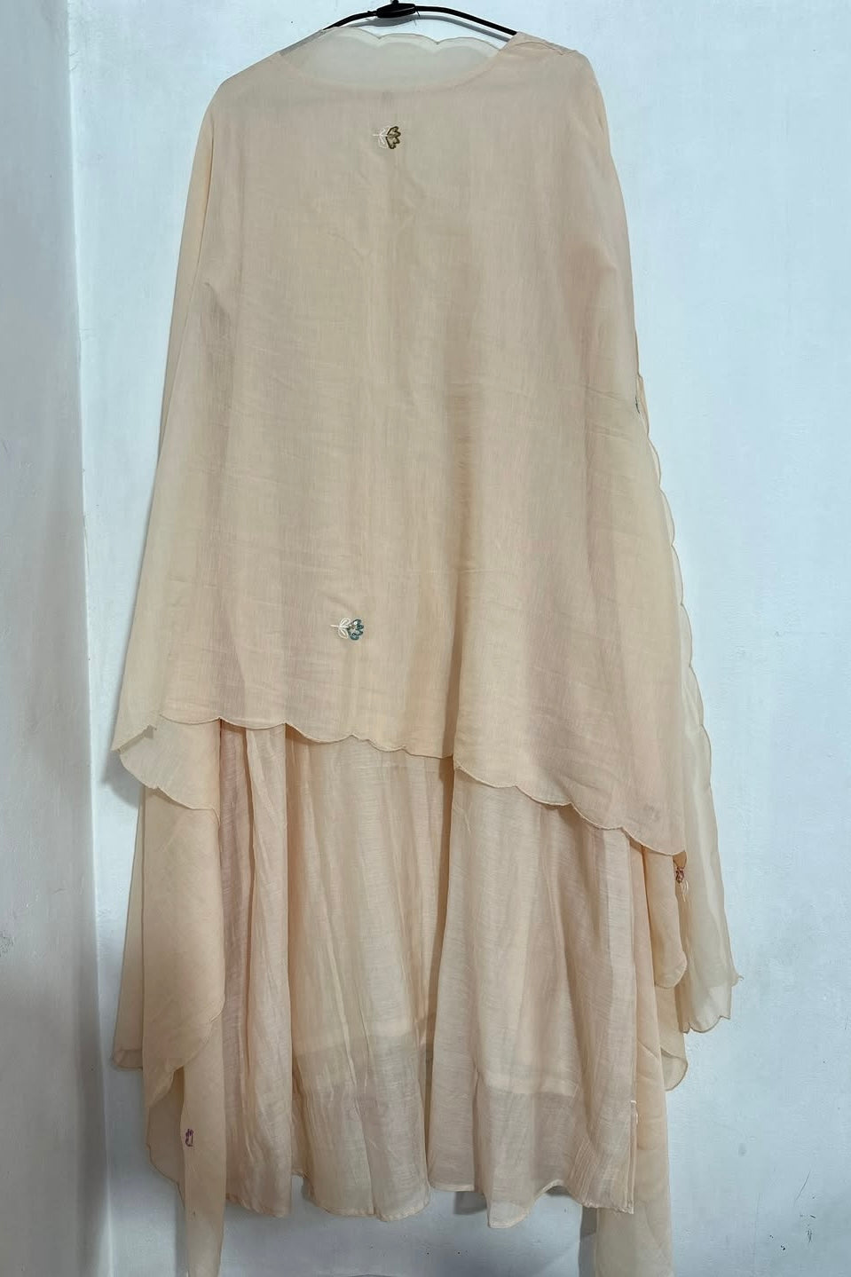 “Thread” Premium Beige Mul Chanderi A Line kurta set