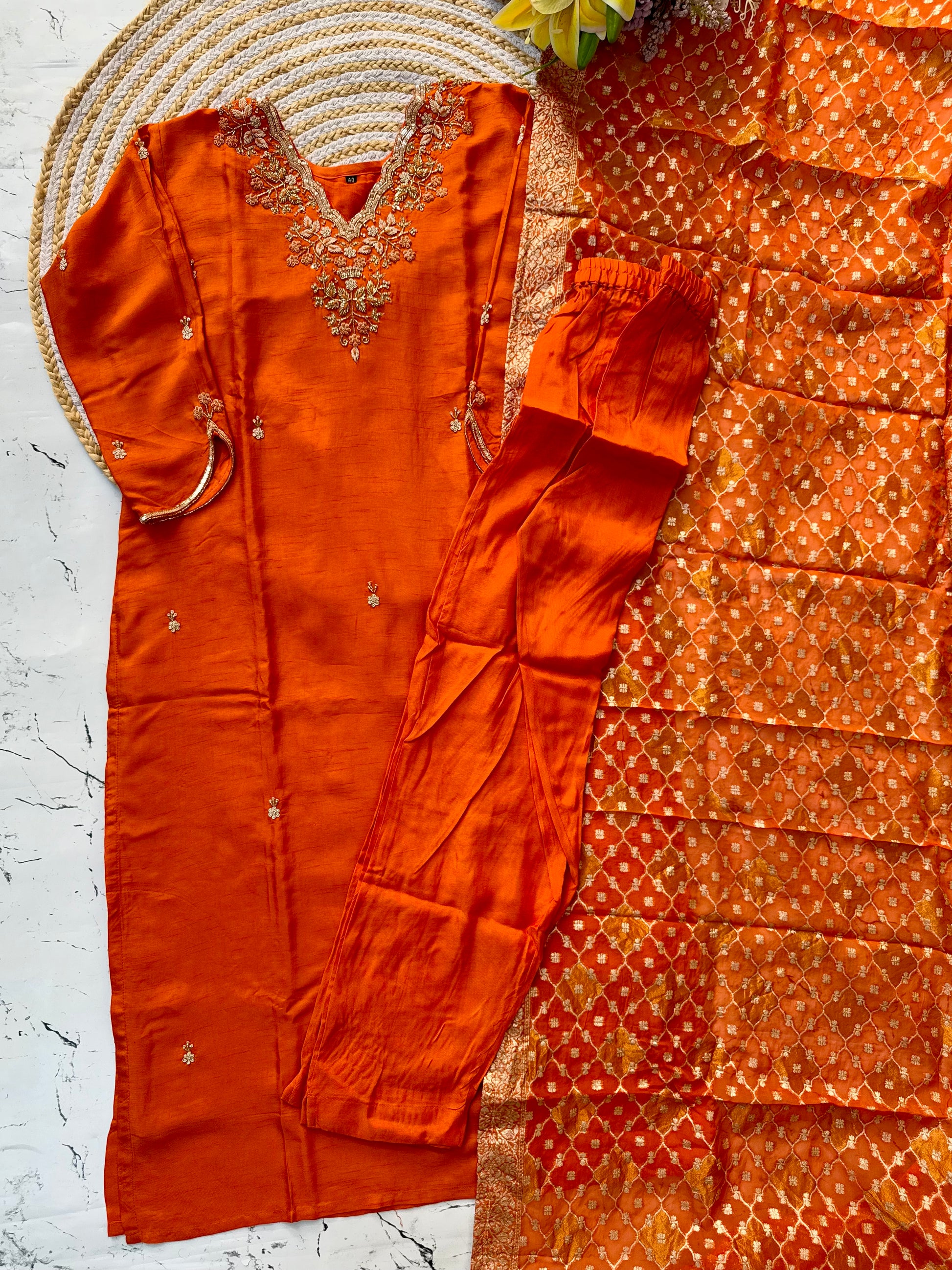 "Mulk" Party wear Handcrafted dola silk kurti set