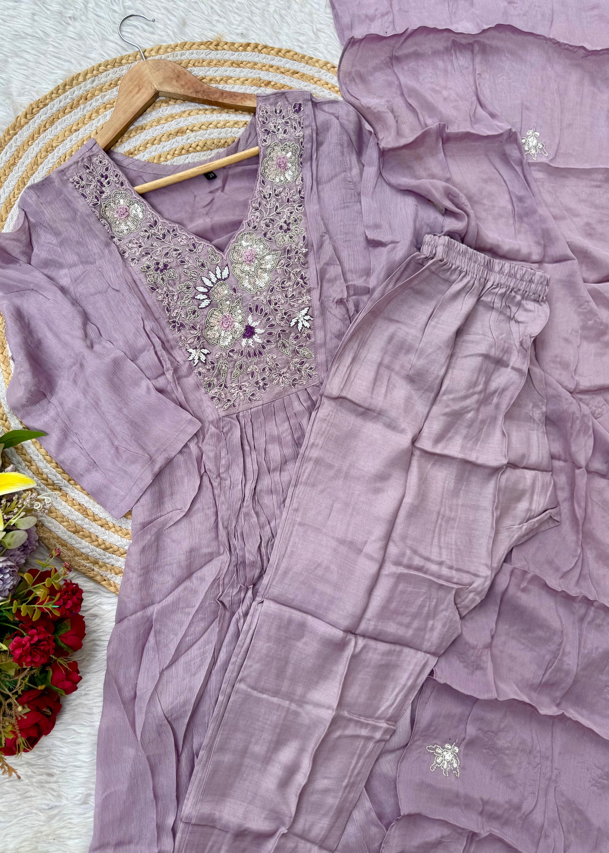 “OLIVIA” Handcrafted Chinnon a line anarkali dress 🛍️