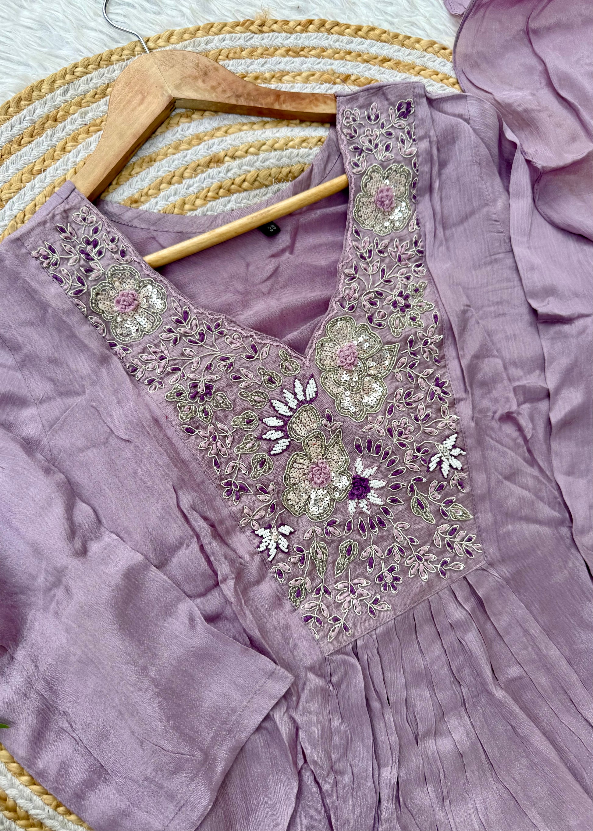 “OLIVIA” Handcrafted Chinnon a line anarkali dress 🛍️