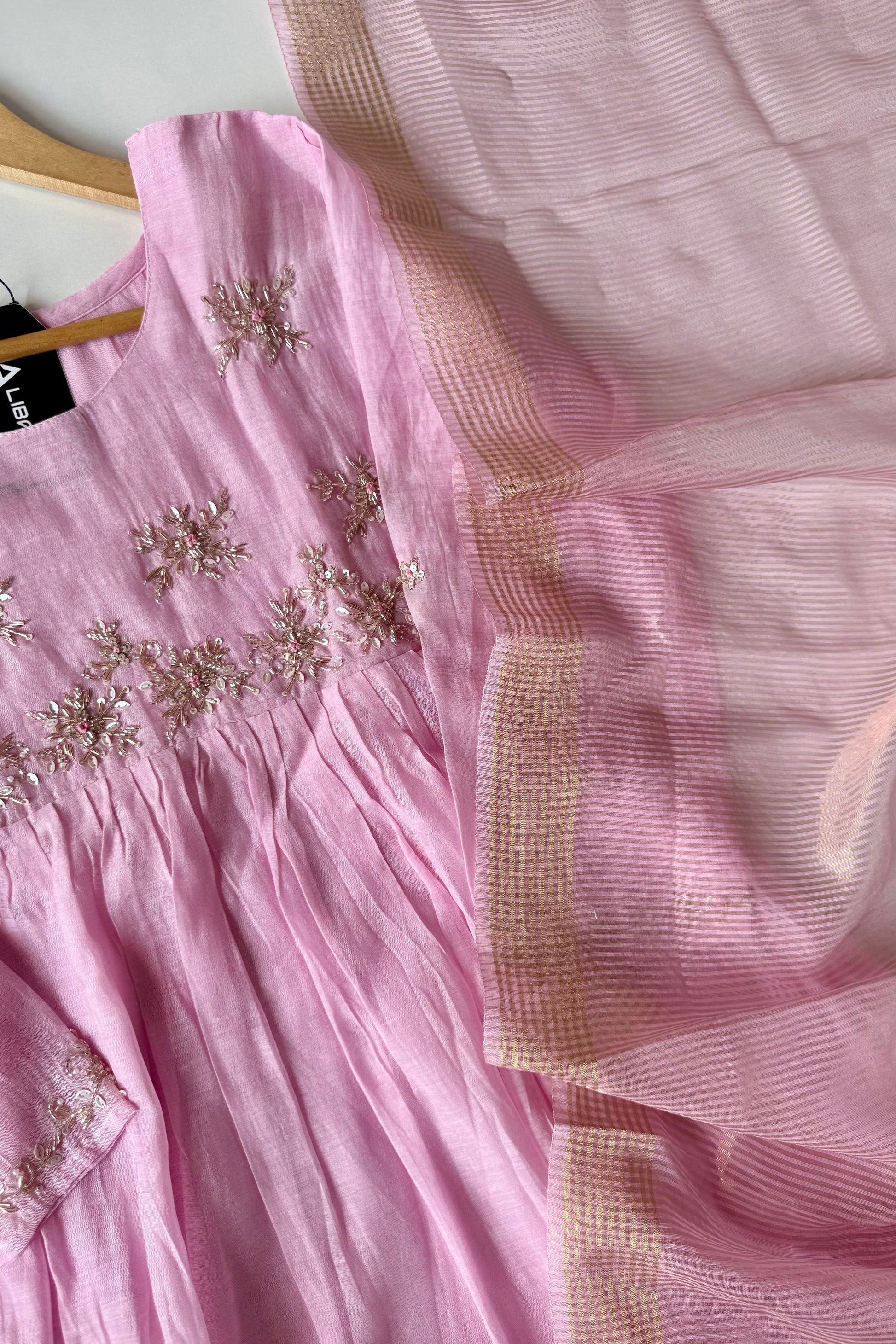 ✨ Sharmila – Banarsi Mul Chanderi A-Line Kurta Set with Dupatta