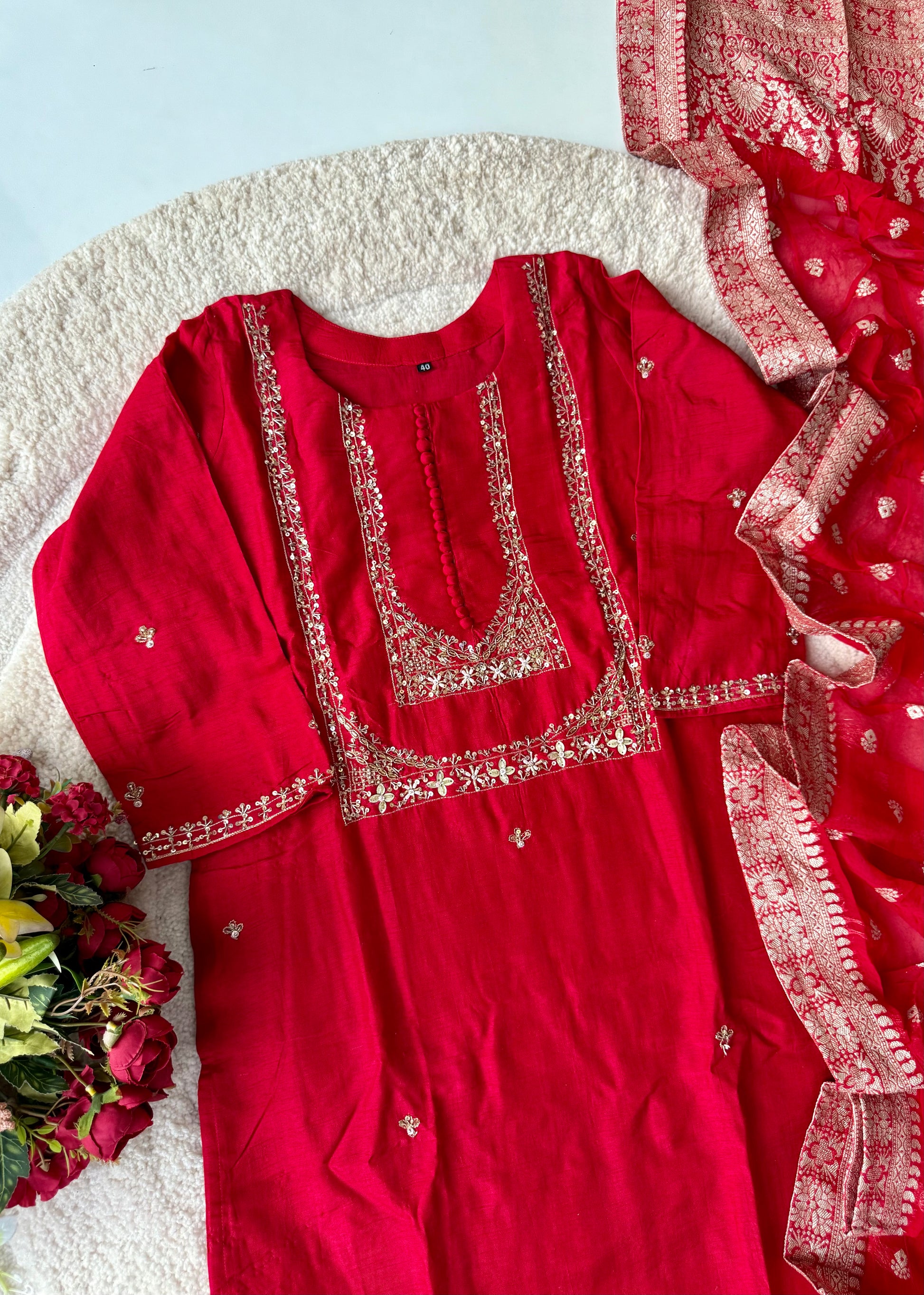 “Hiya” Premium range Dola Silk handwork Kurta Set