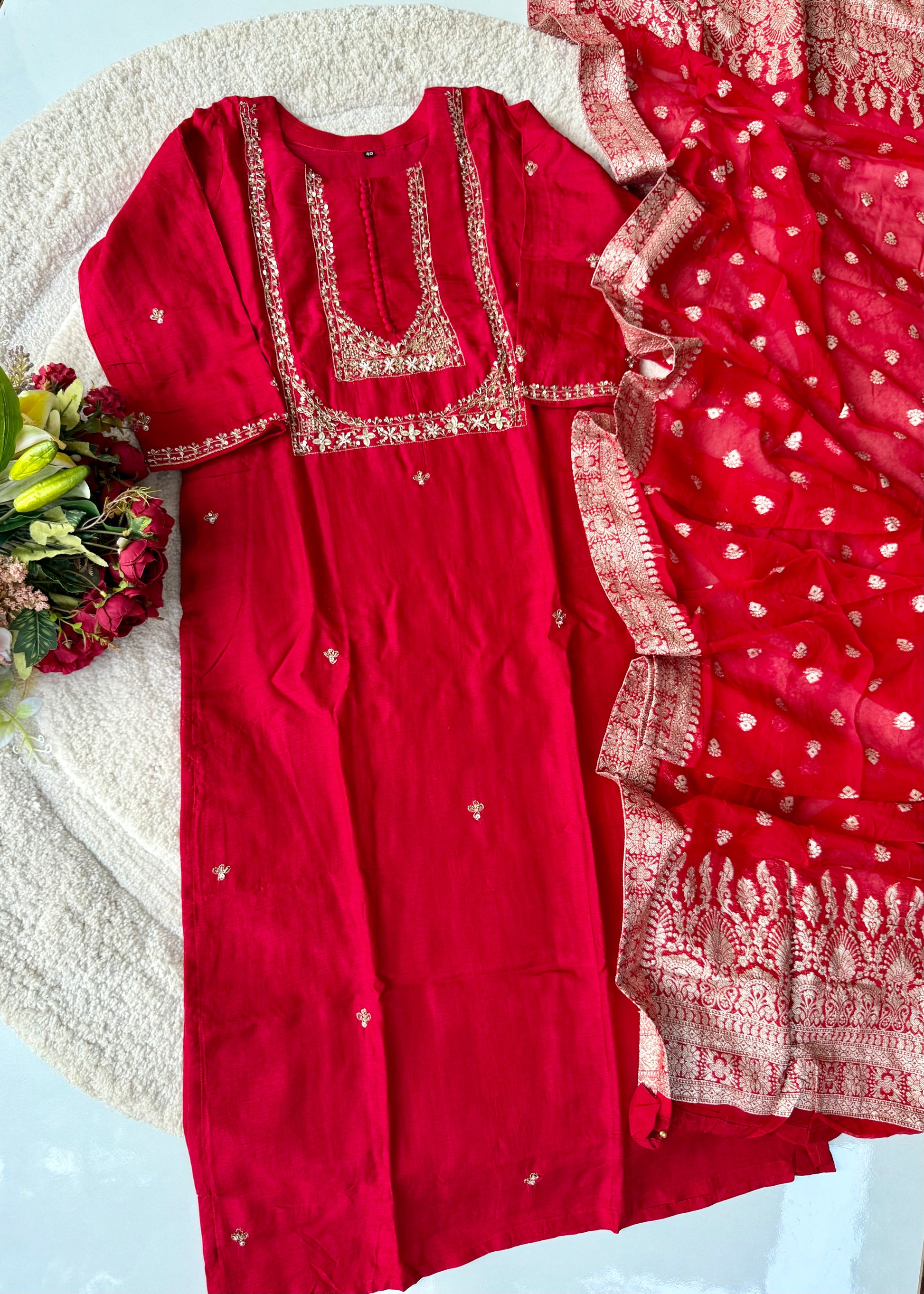 “Hiya” Premium range Dola Silk handwork Kurta Set