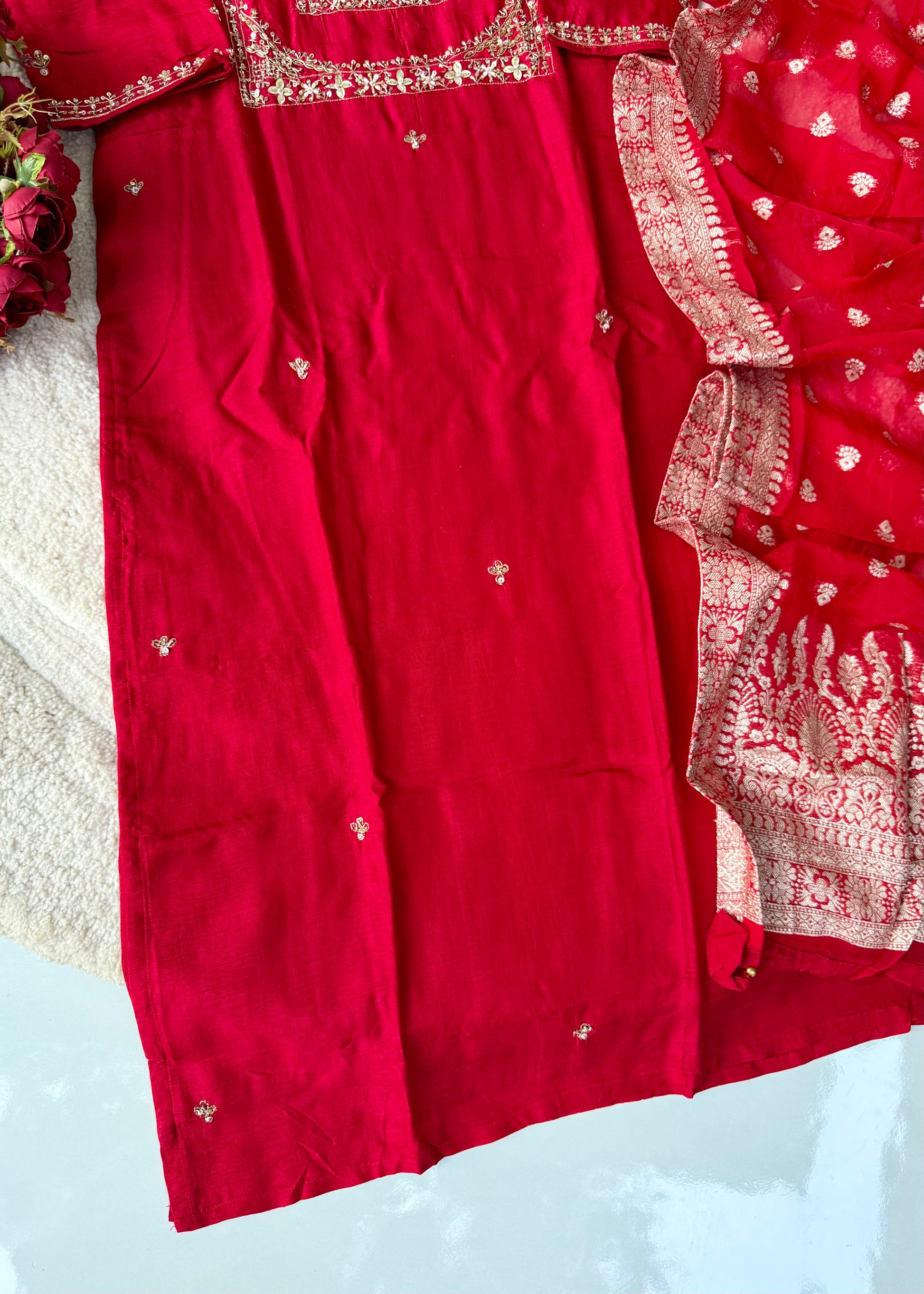 “Hiya” Premium range Dola Silk handwork Kurta Set