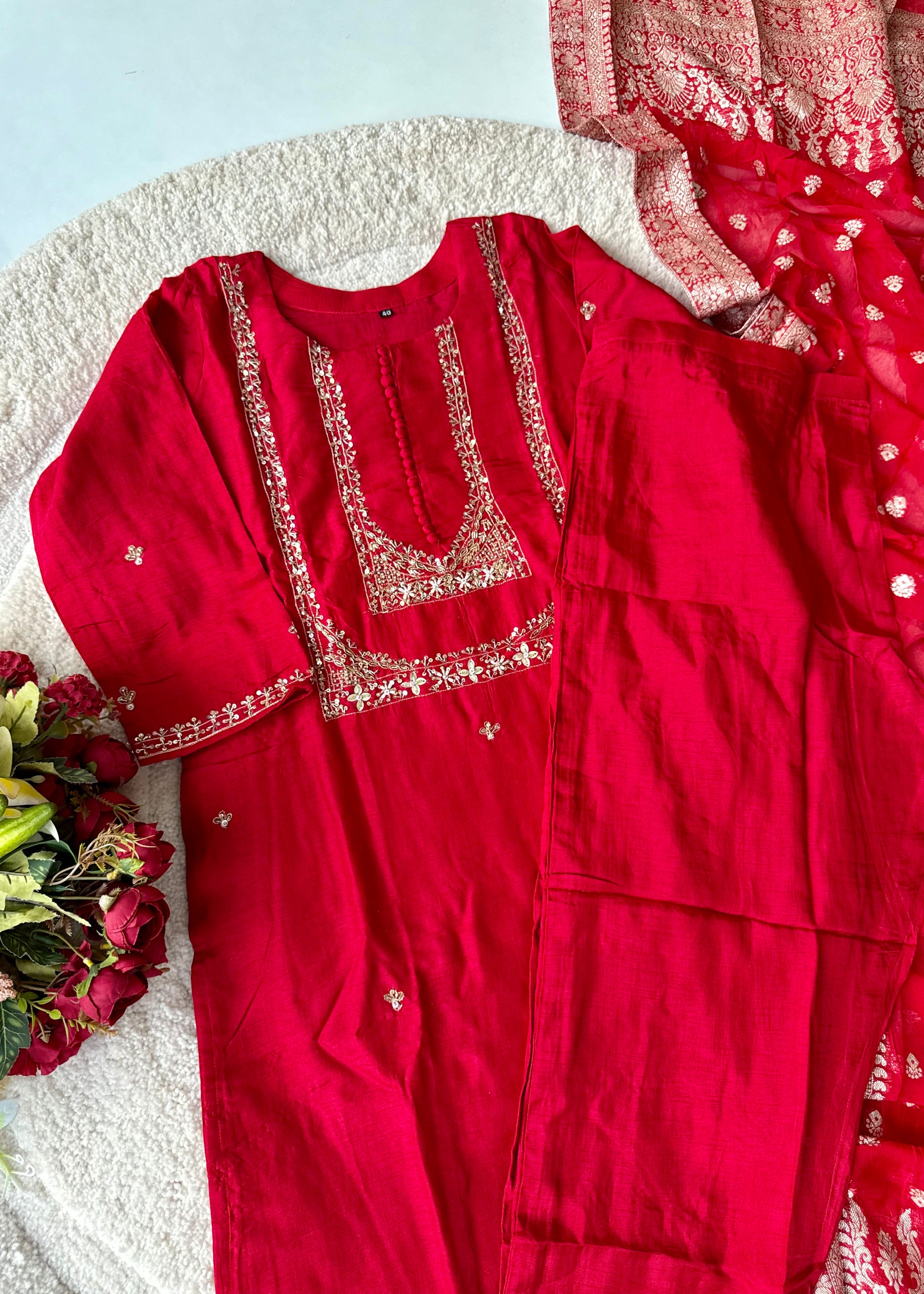 “Hiya” Premium range Dola Silk handwork Kurta Set