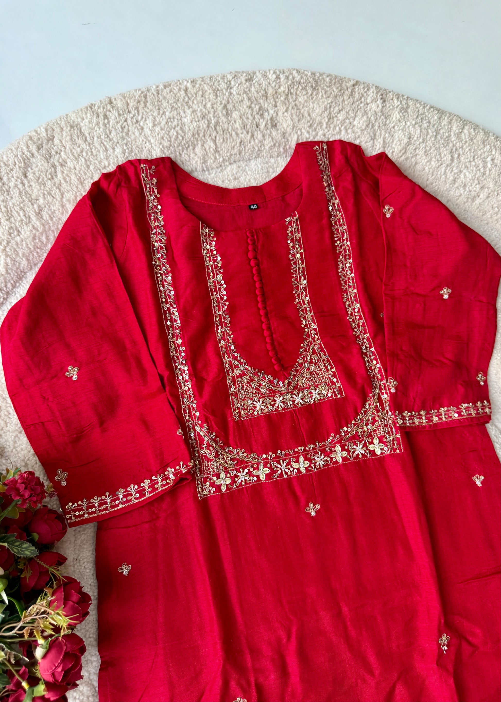 “Hiya” Premium range Dola Silk handwork Kurta Set