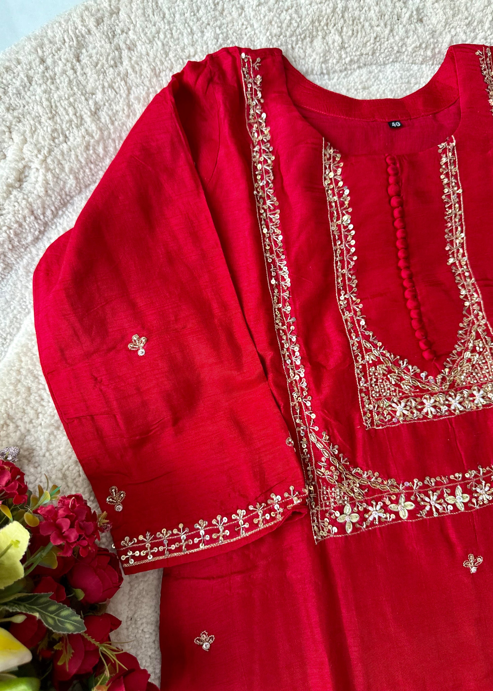 “Hiya” Premium range Dola Silk handwork Kurta Set