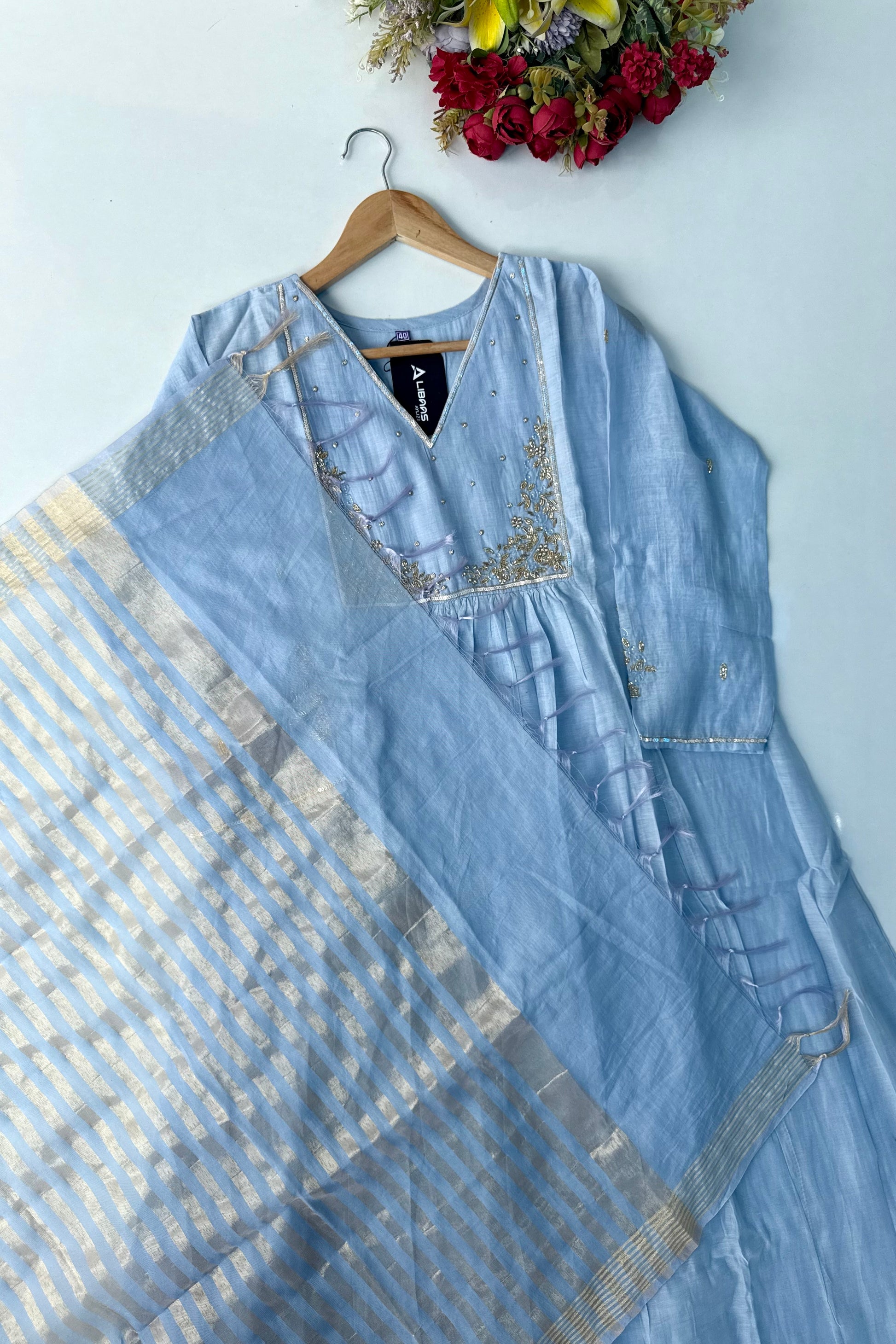 Gulnoor – Mul Chanderi A-Line Kurta Set with Dupatta