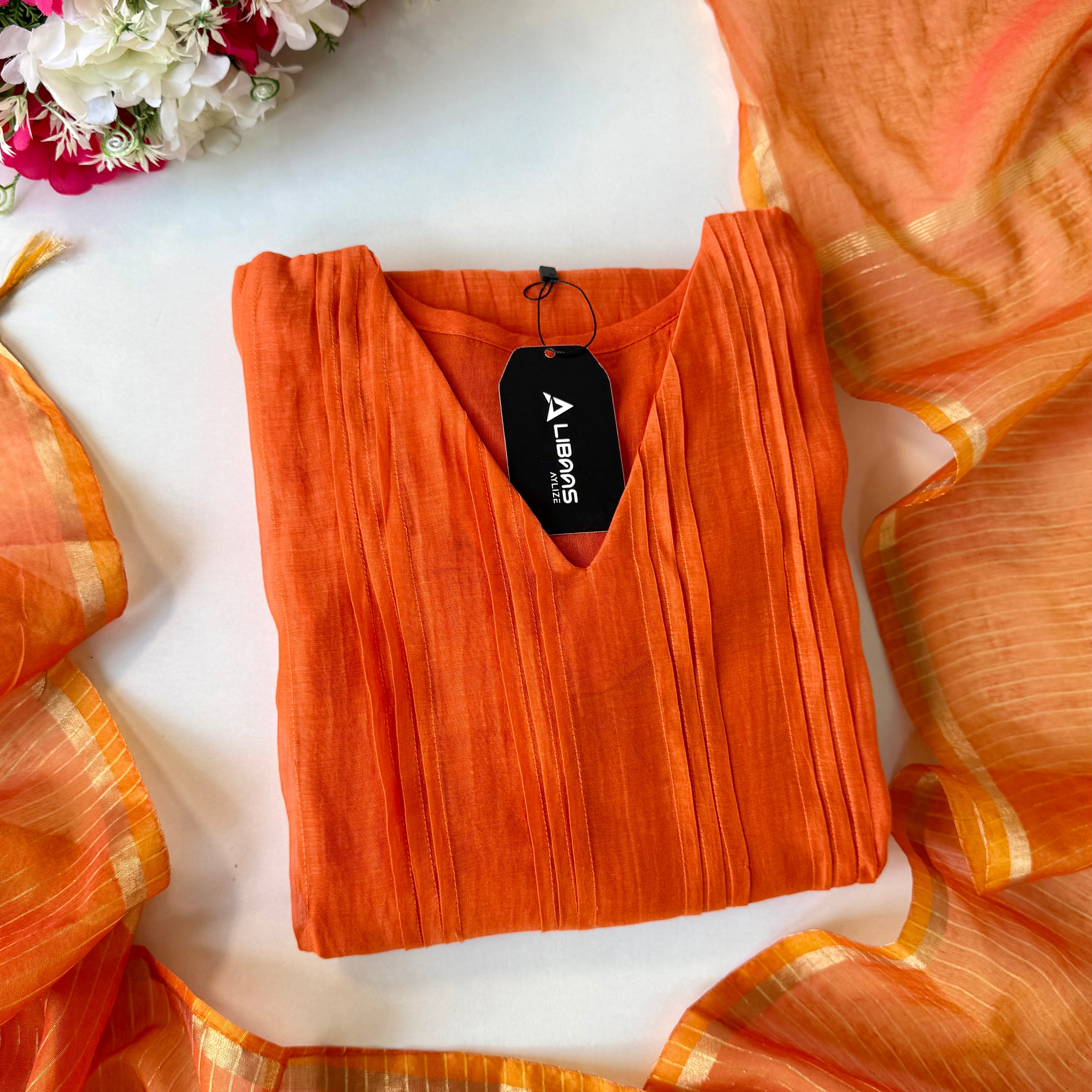 🛍️”Az025 – Premium Banaras Mul Chanderi A Line Kurta Set