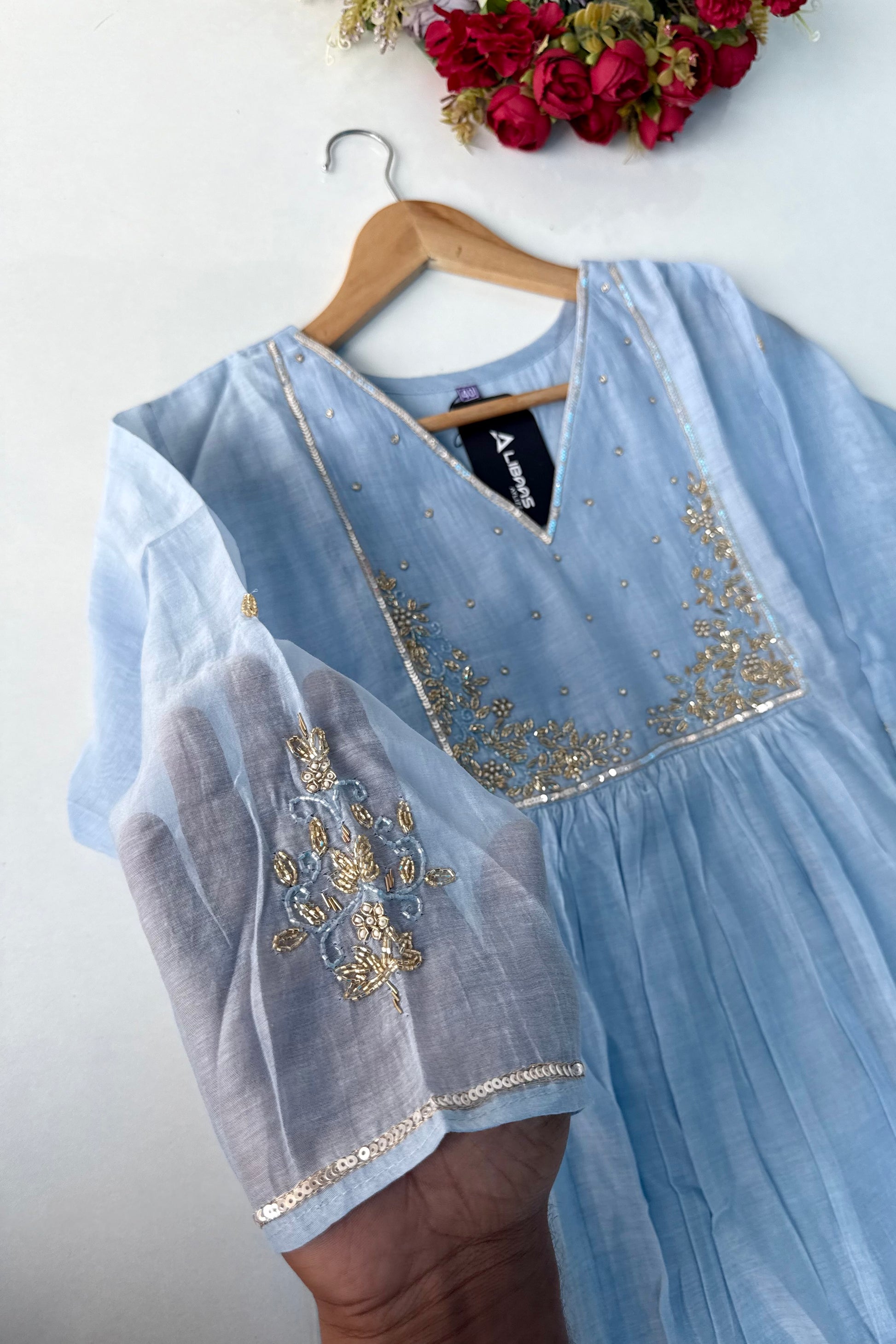 Gulnoor – Mul Chanderi A-Line Kurta Set with Dupatta