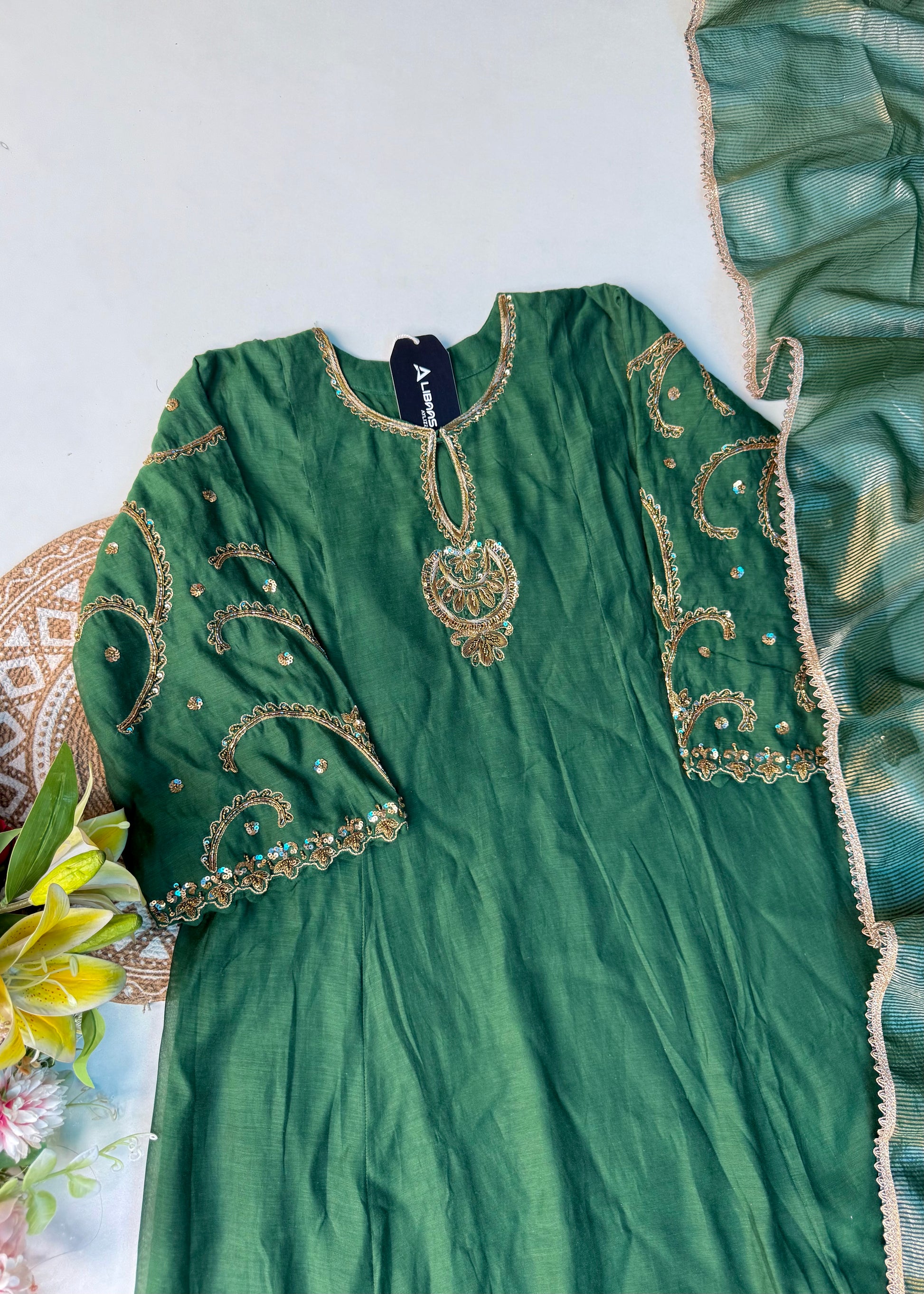 “Myra” Premium Mul Chanderi A line Anarkali Kurta Set
