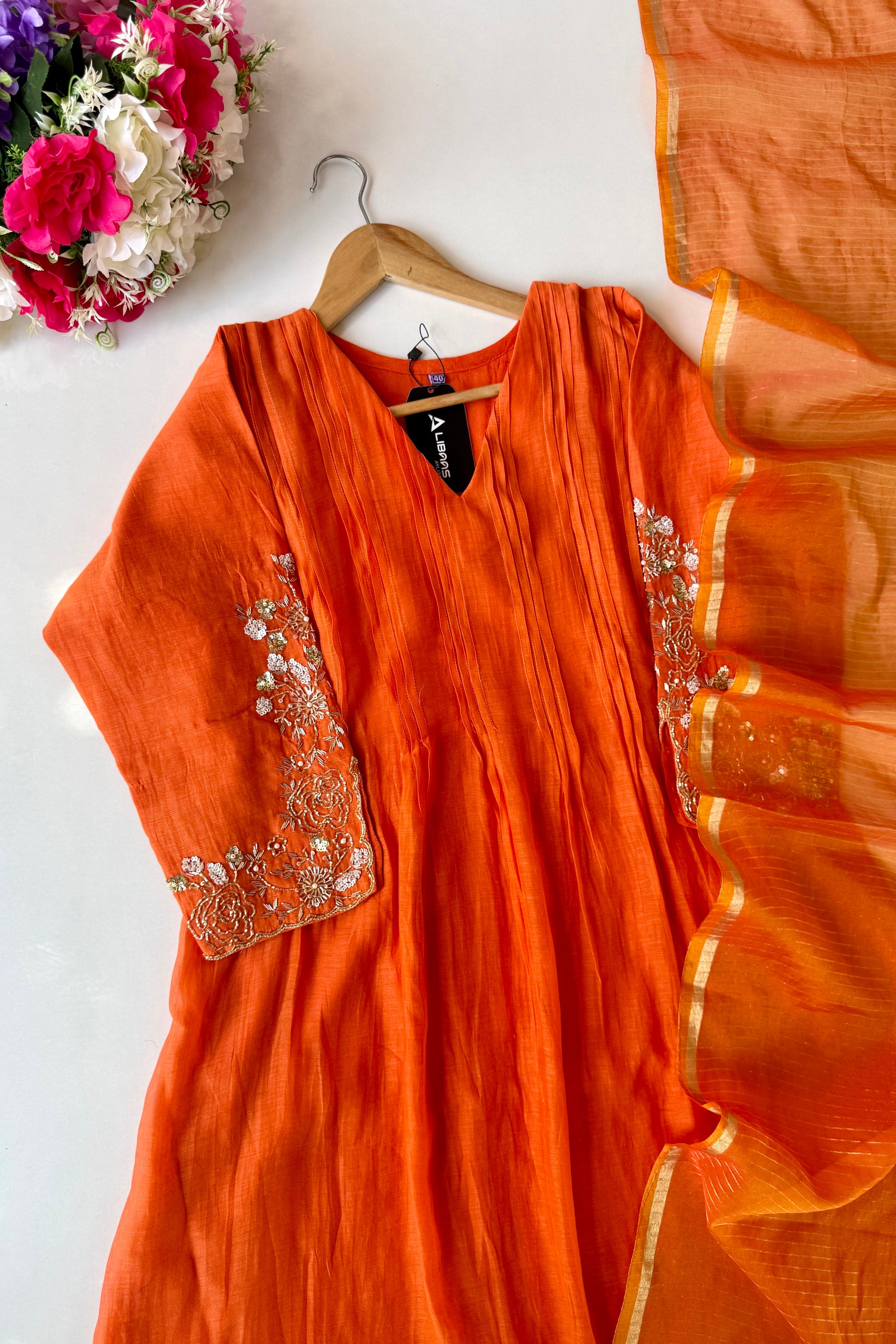 🛍️”Az025 – Premium Banaras Mul Chanderi A Line Kurta Set