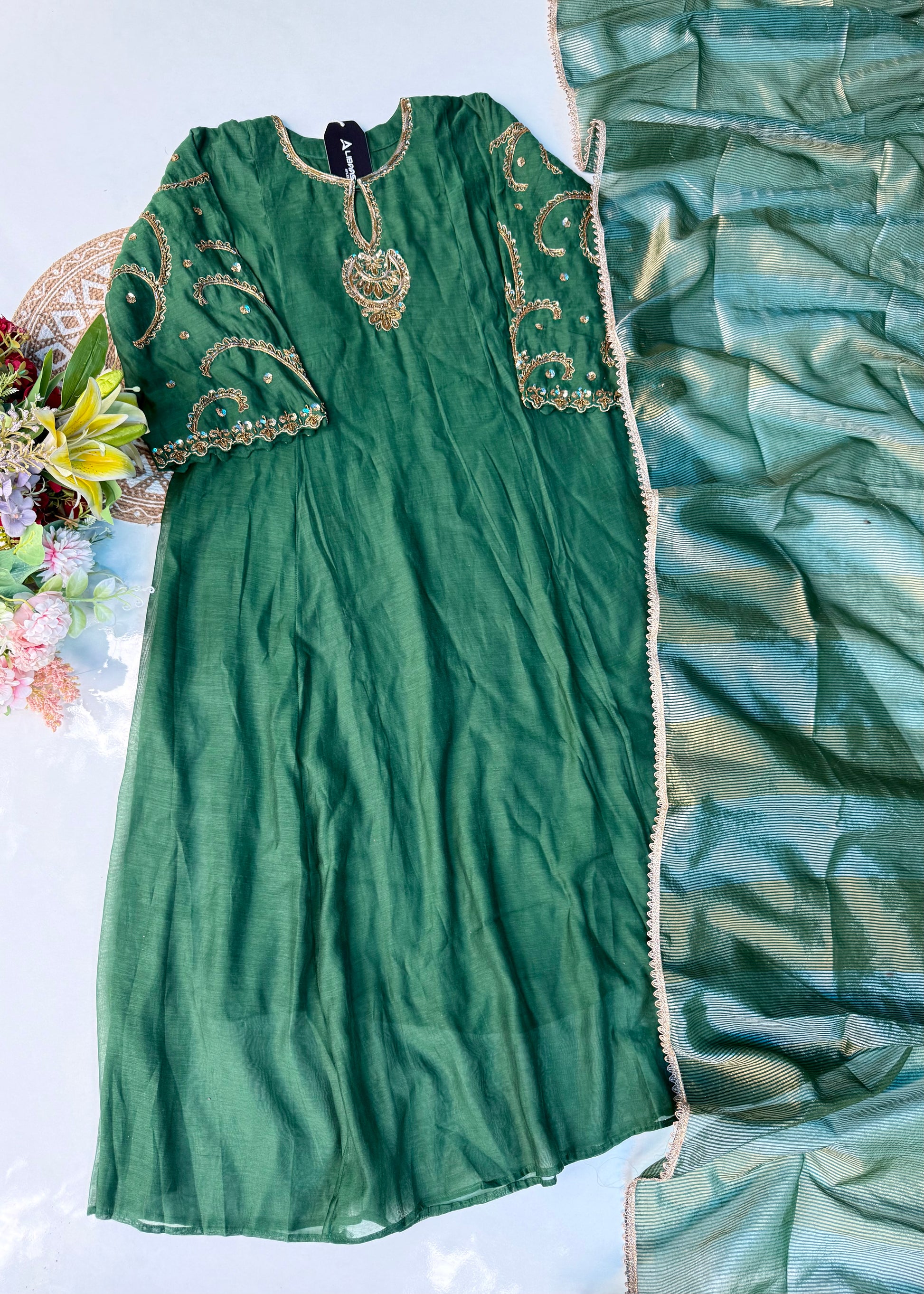 “Myra” Premium Mul Chanderi A line Anarkali Kurta Set