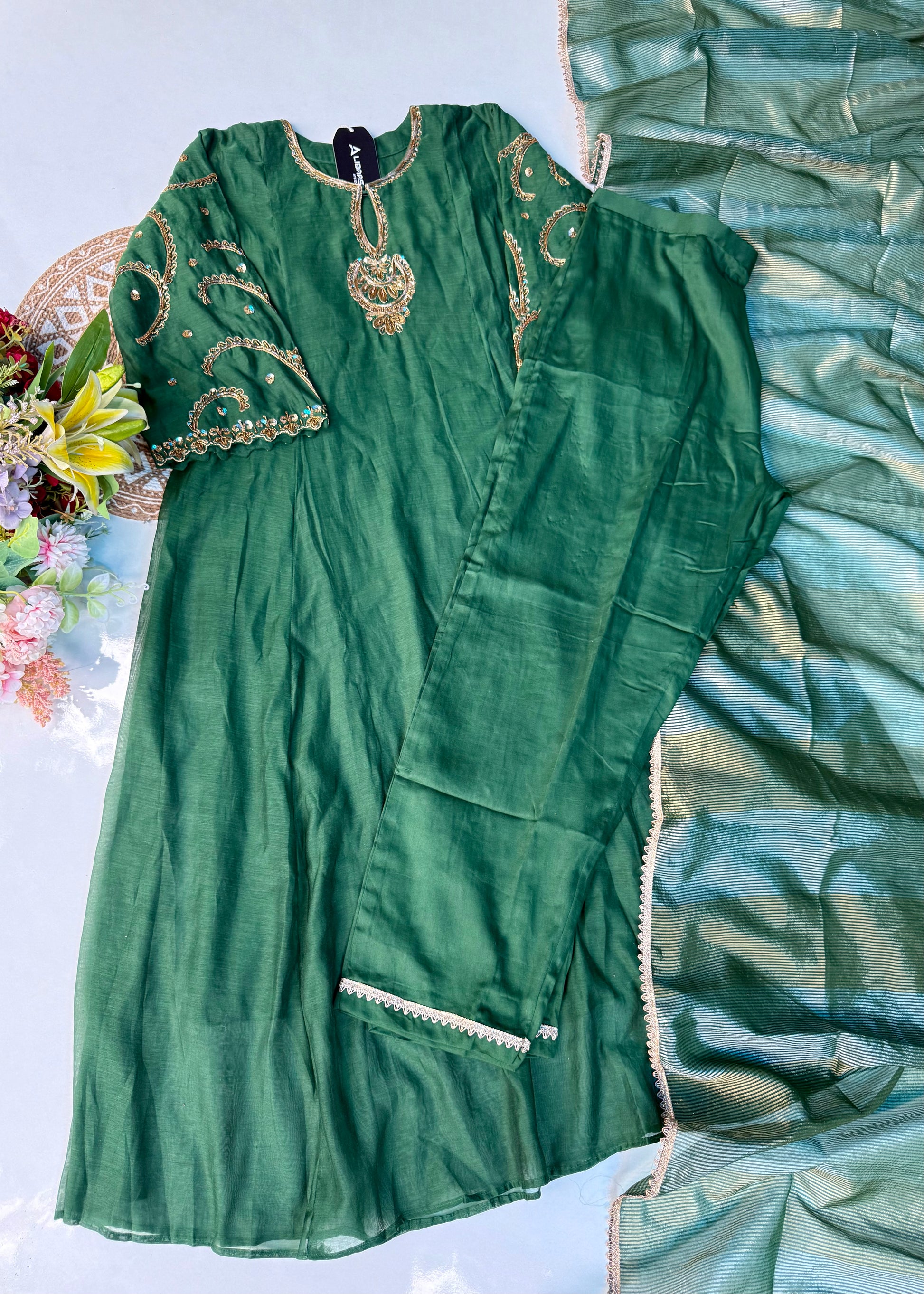 “Myra” Premium Mul Chanderi A line Anarkali Kurta Set