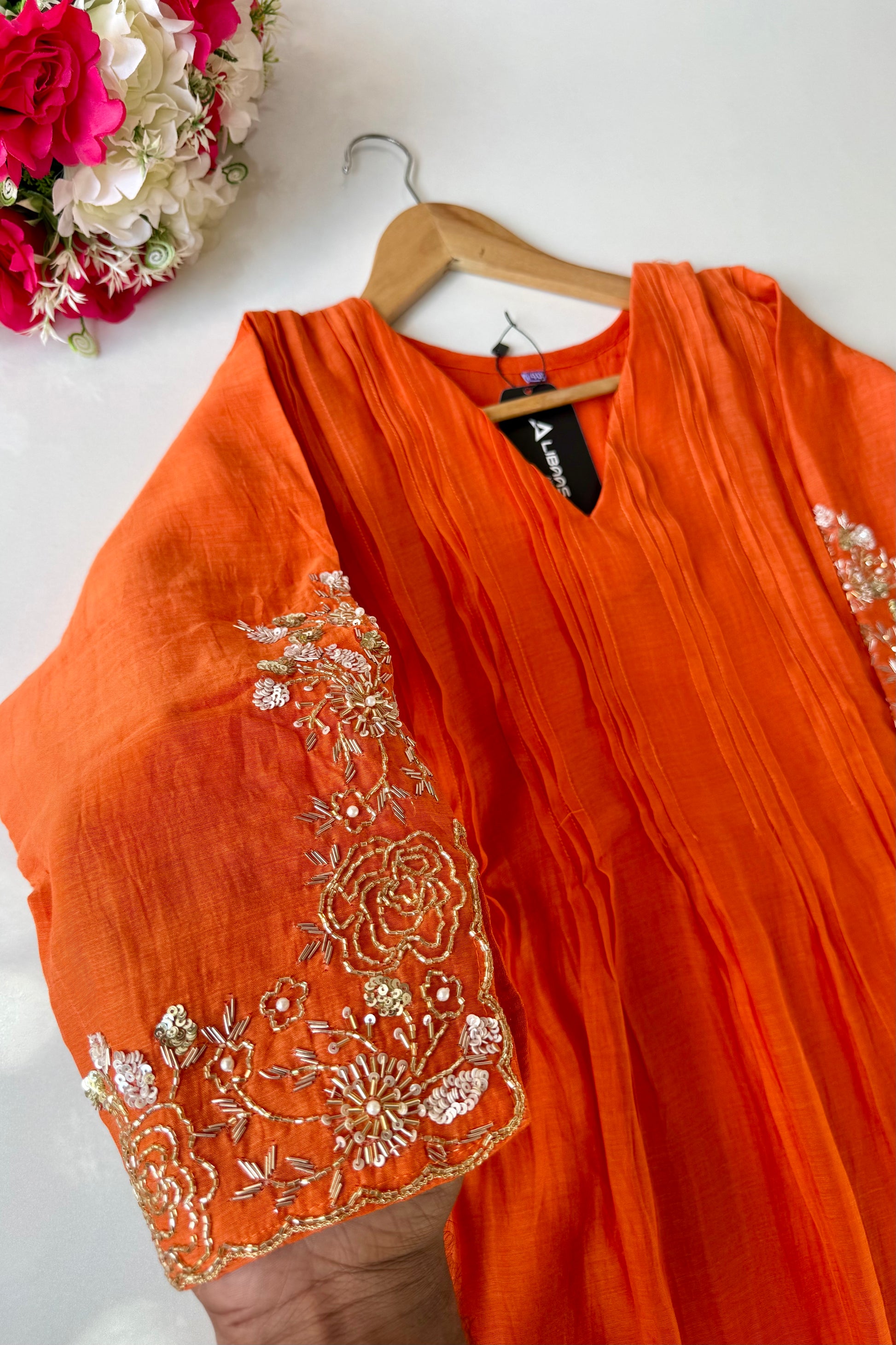 🛍️”Az025 – Premium Banaras Mul Chanderi A Line Kurta Set