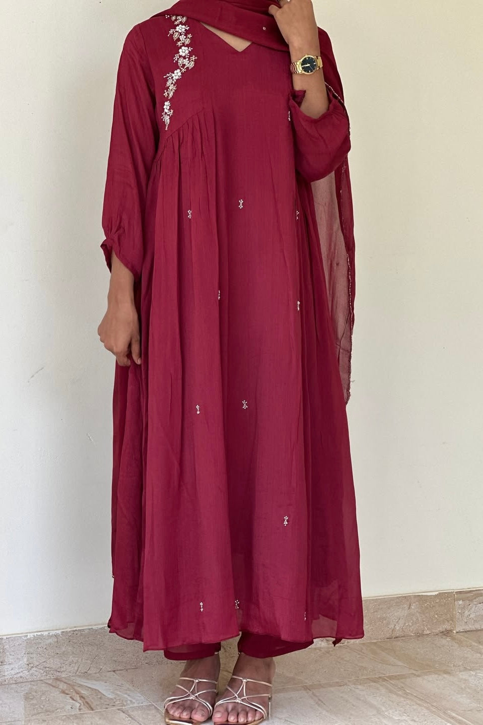 “Zayna” Premium Chinnon anarkali kurta set