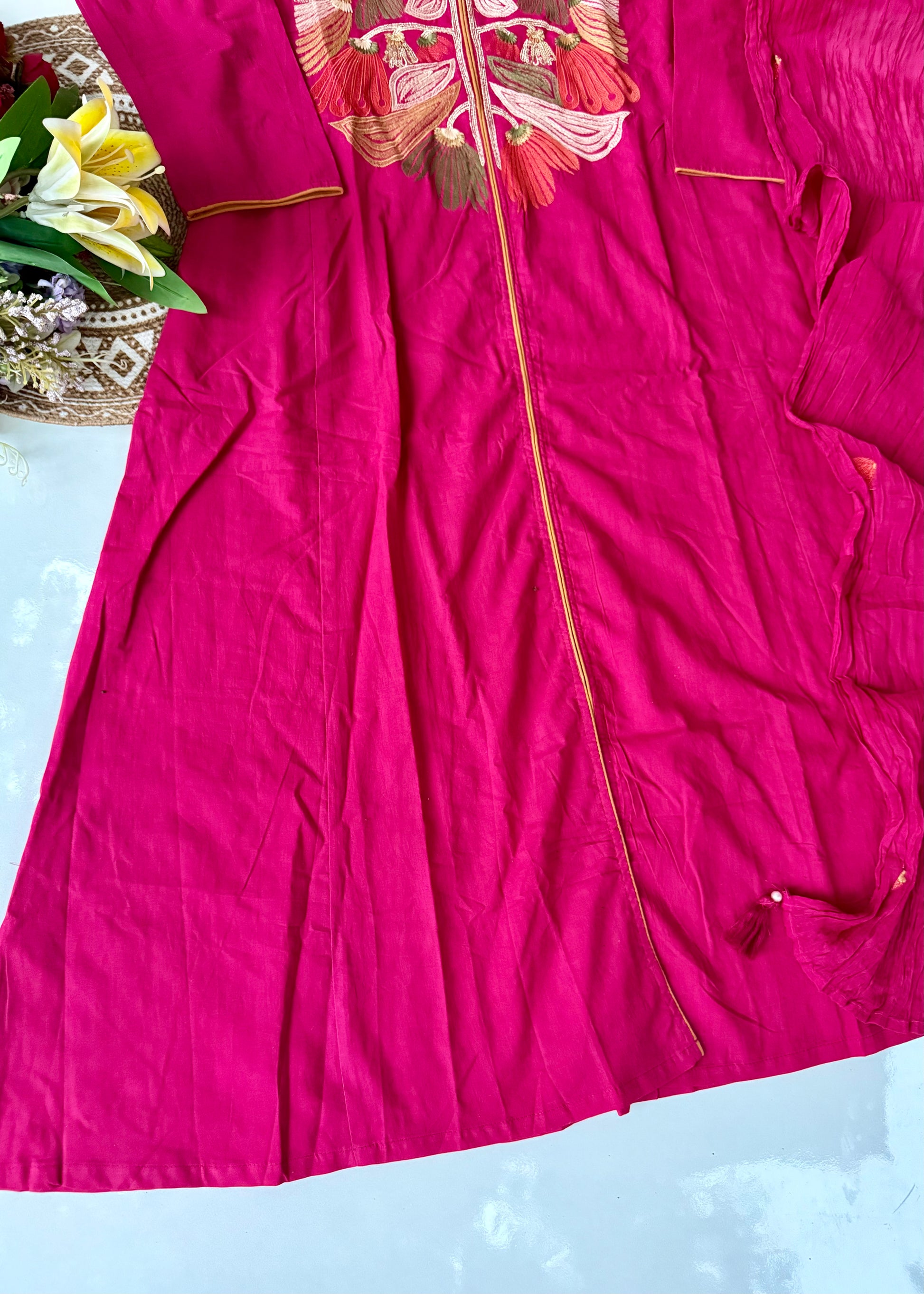 “Elegant” Embroidered Mul Cotton Kurta Set