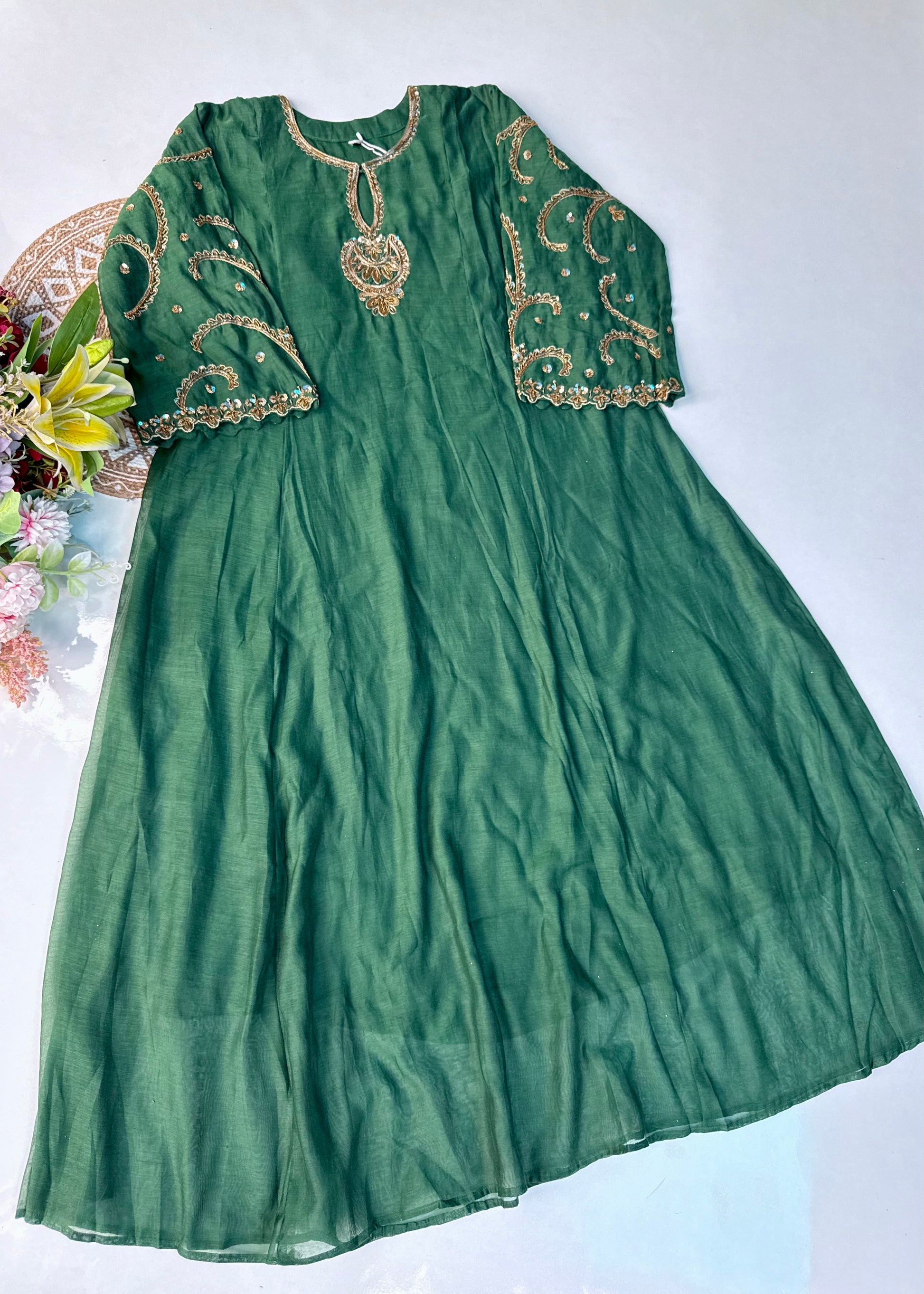 “Myra” Premium Mul Chanderi A line Anarkali Kurta Set
