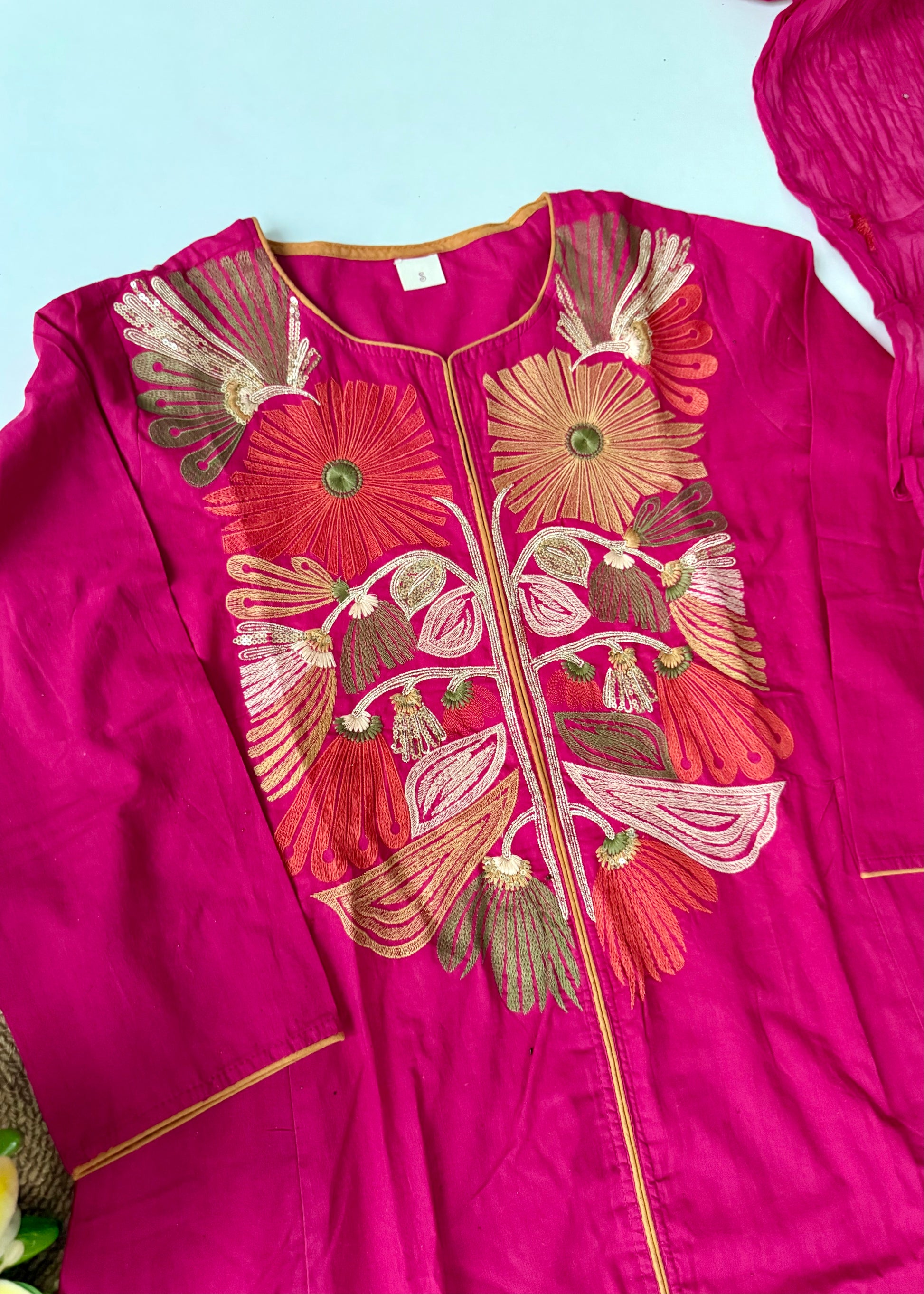 “Elegant” Embroidered Mul Cotton Kurta Set