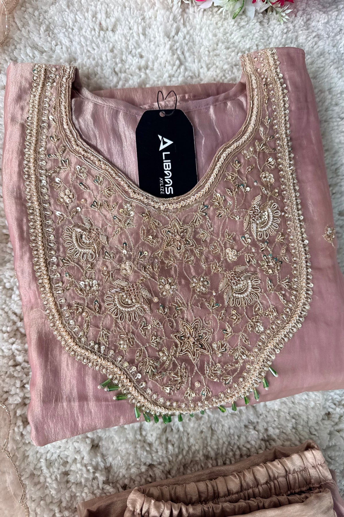 ✨Iqra - Mauve Pink Crushed Tissue A-Line Kurta sets