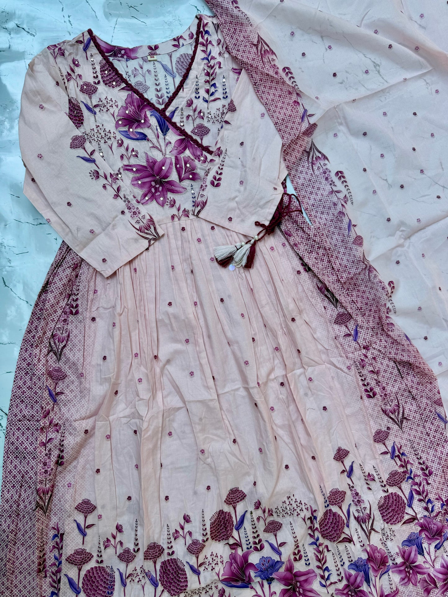 “Royal” Royal Blush mul cotton Anarkali Set