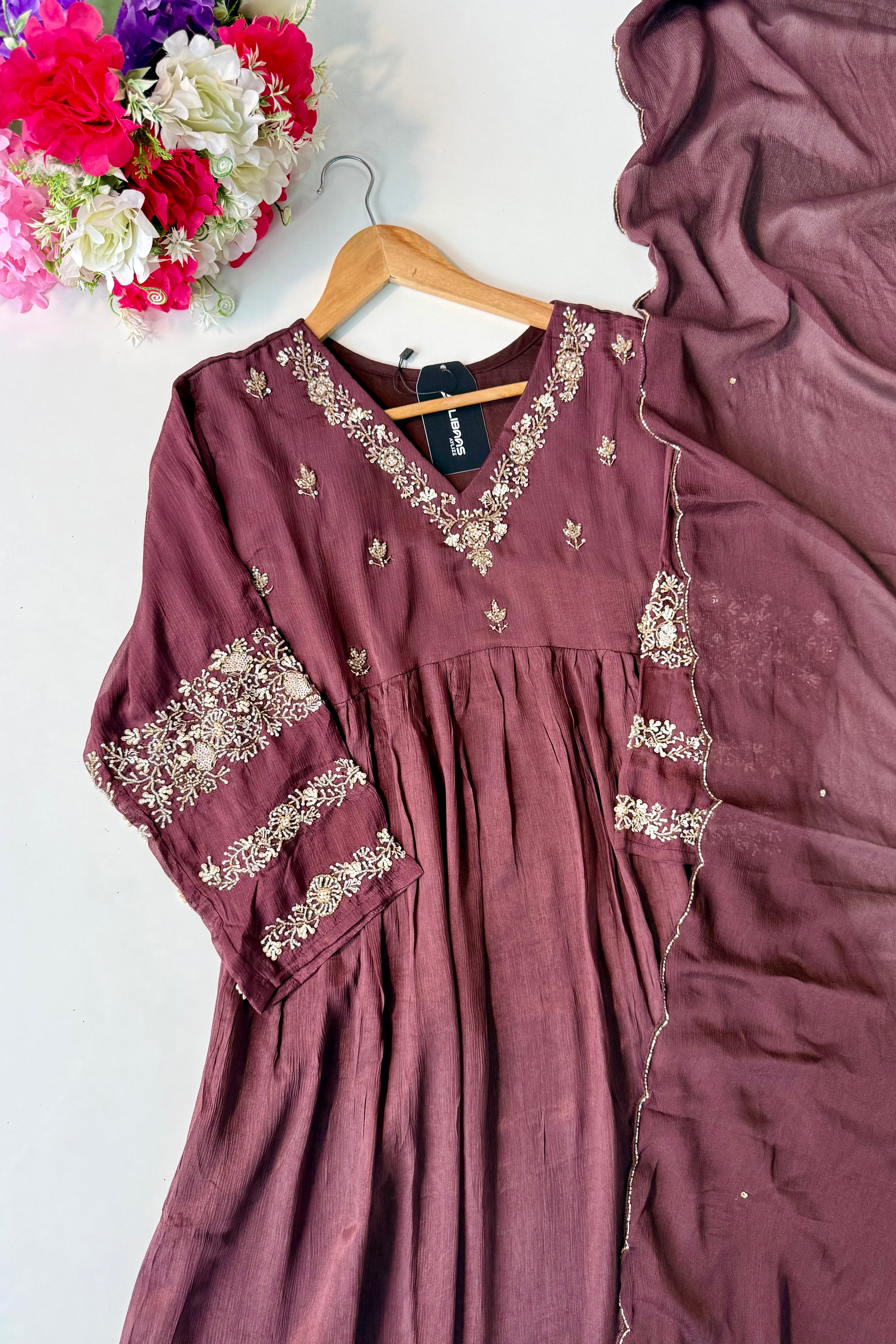 “Az026” Premium Party Wear Chinnon Anarkali Suit set 🛍️