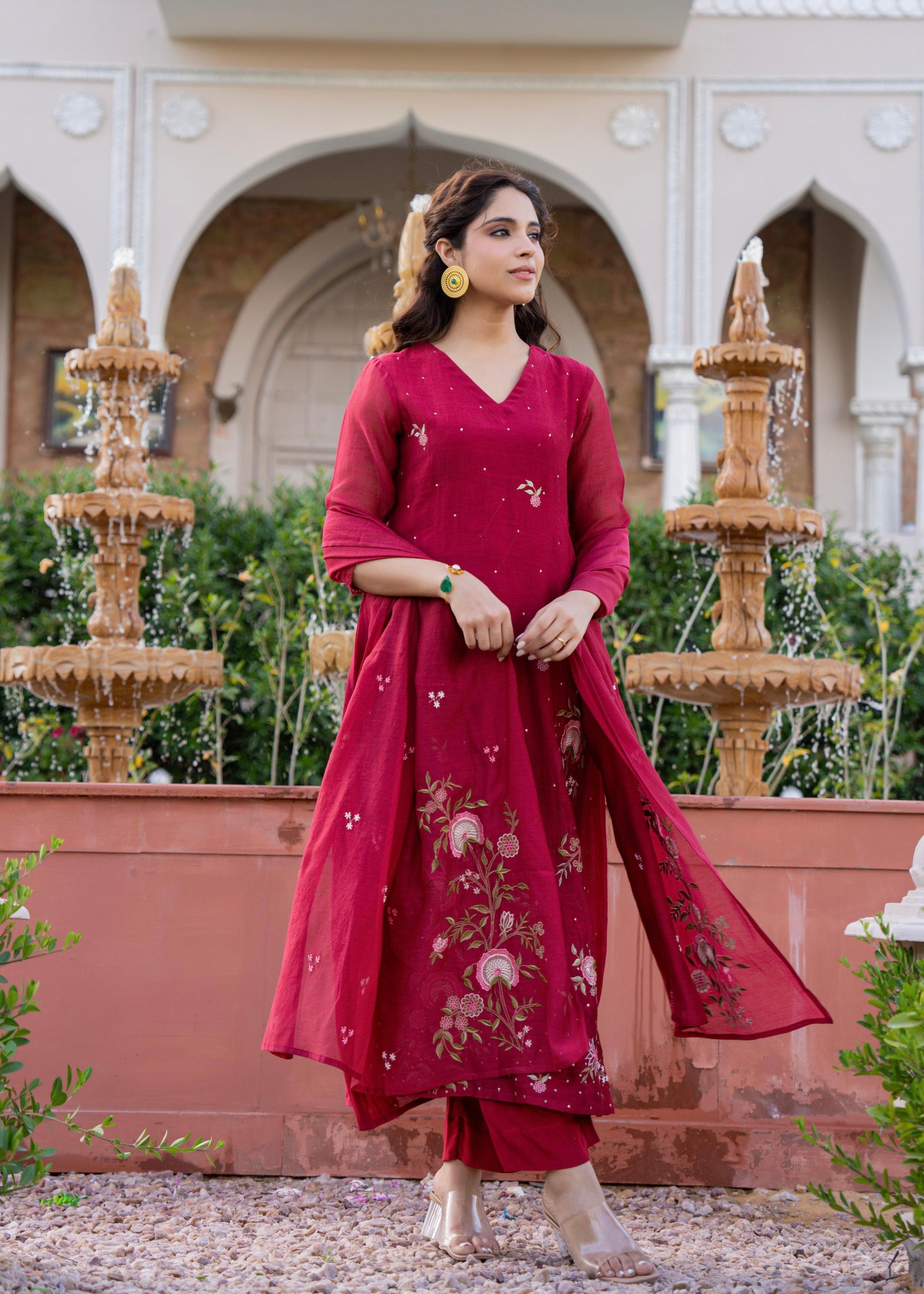 “EKTA” Beautiful premium Mul Chanderi  anarkali suit set