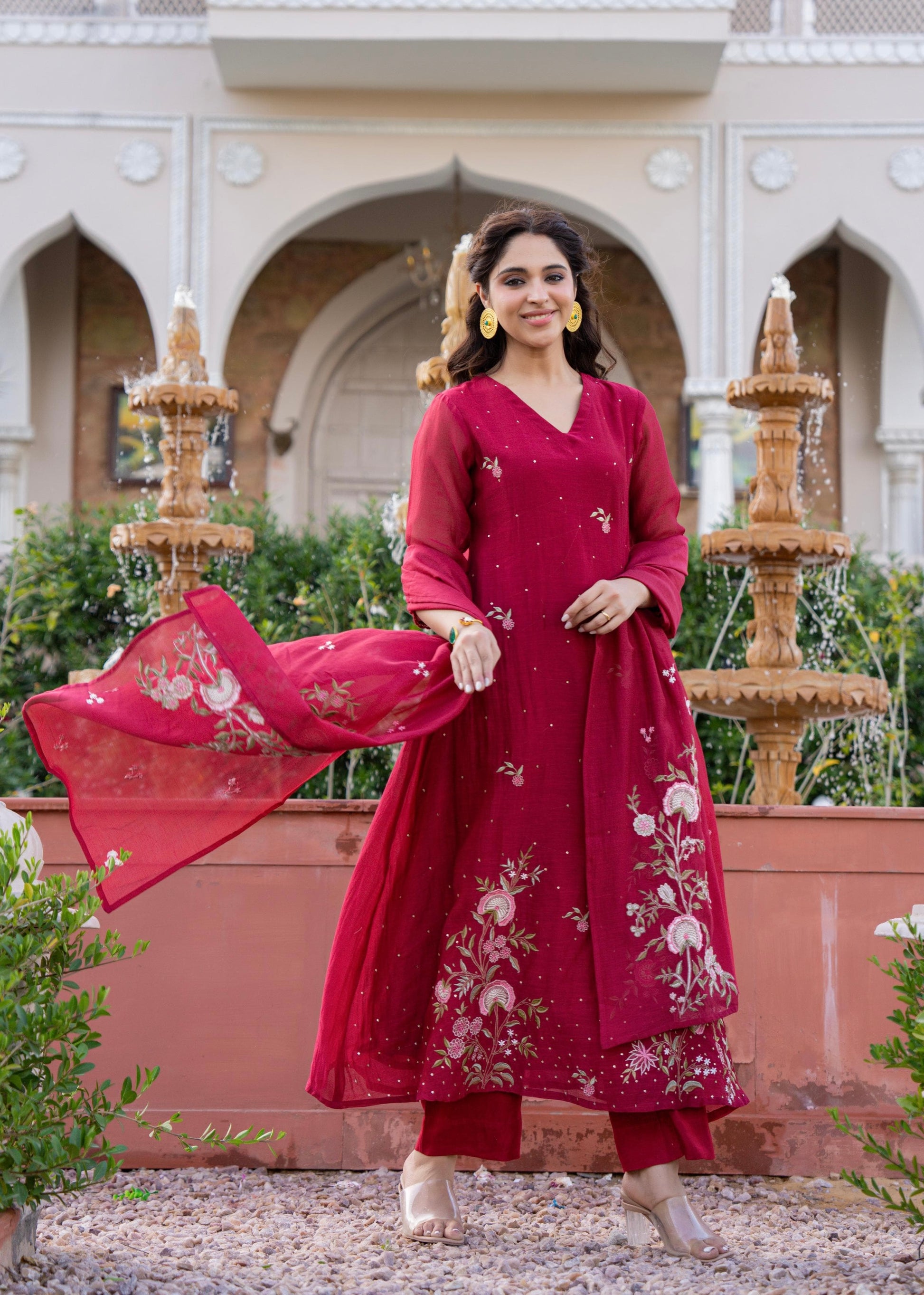 “EKTA” Beautiful premium Mul Chanderi  anarkali suit set