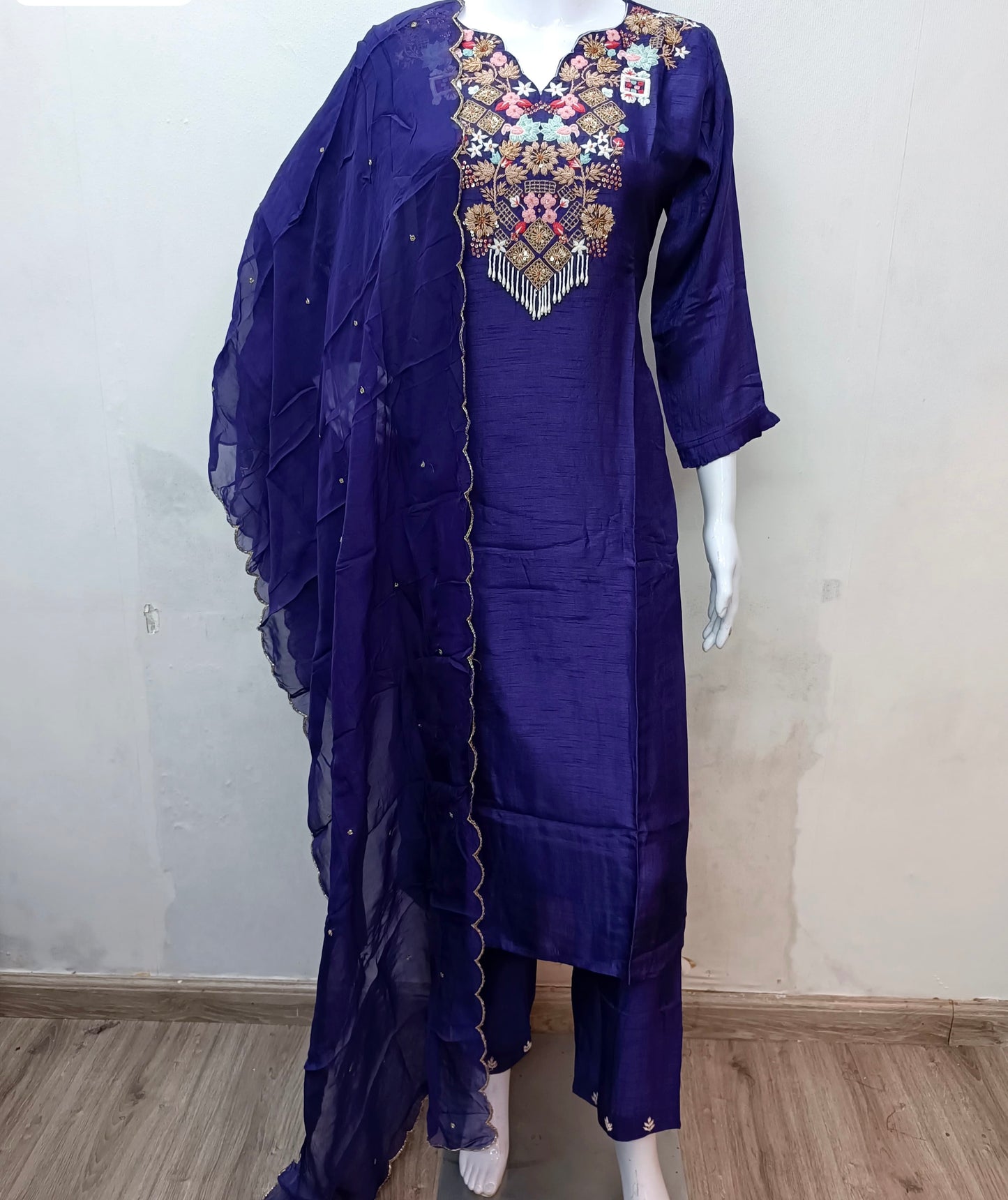 “Aahana ” Premium heavy handwork dola silk kurti set