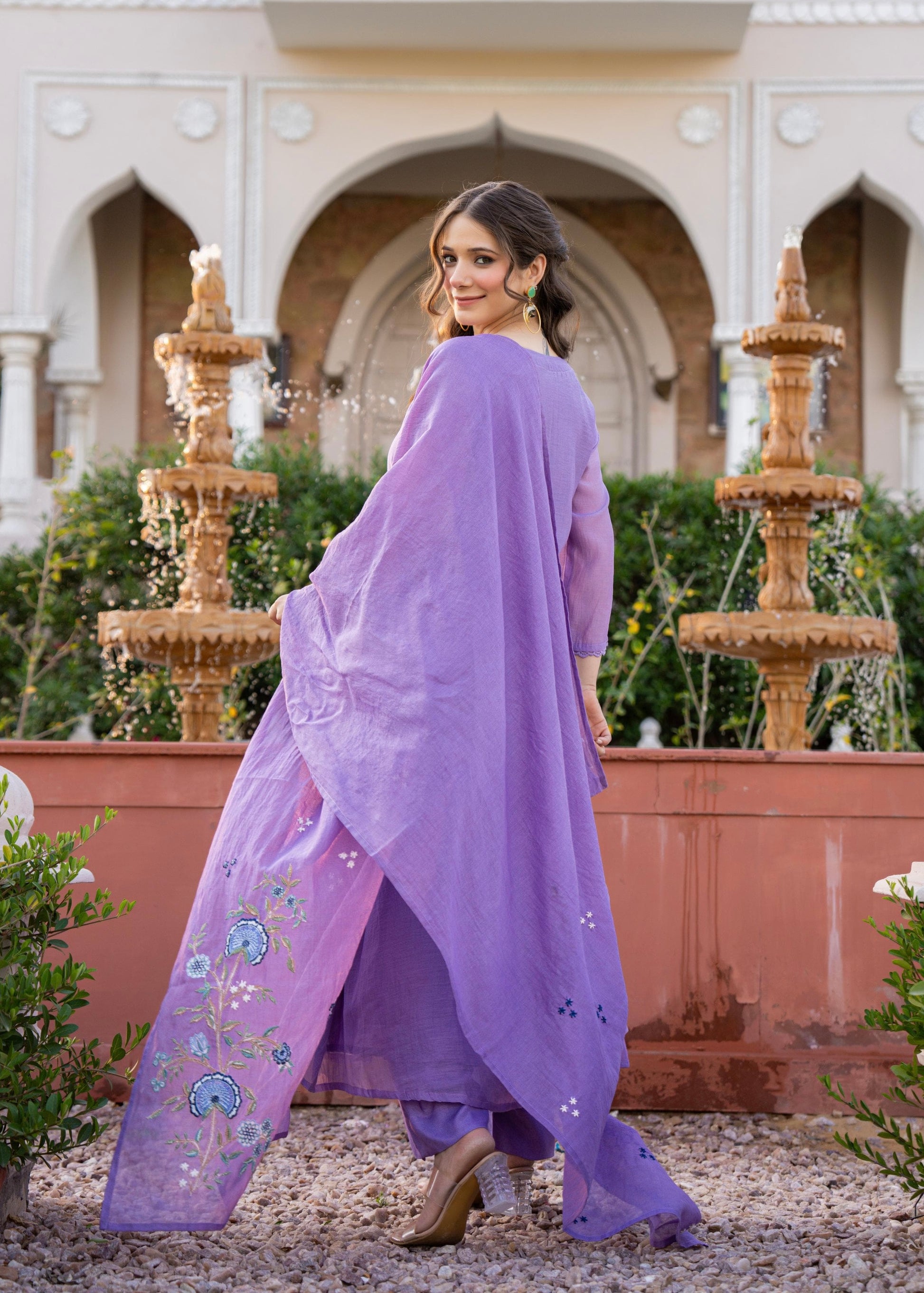 “EKTA” Beautiful premium Mul Chanderi  anarkali suit set