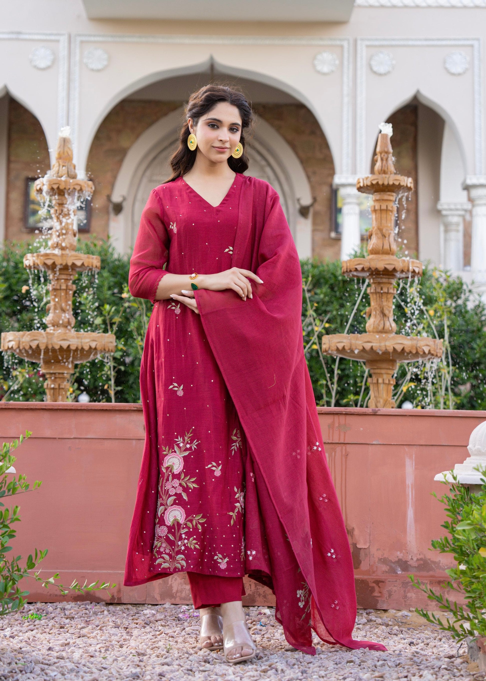“EKTA” Beautiful premium Mul Chanderi  anarkali suit set