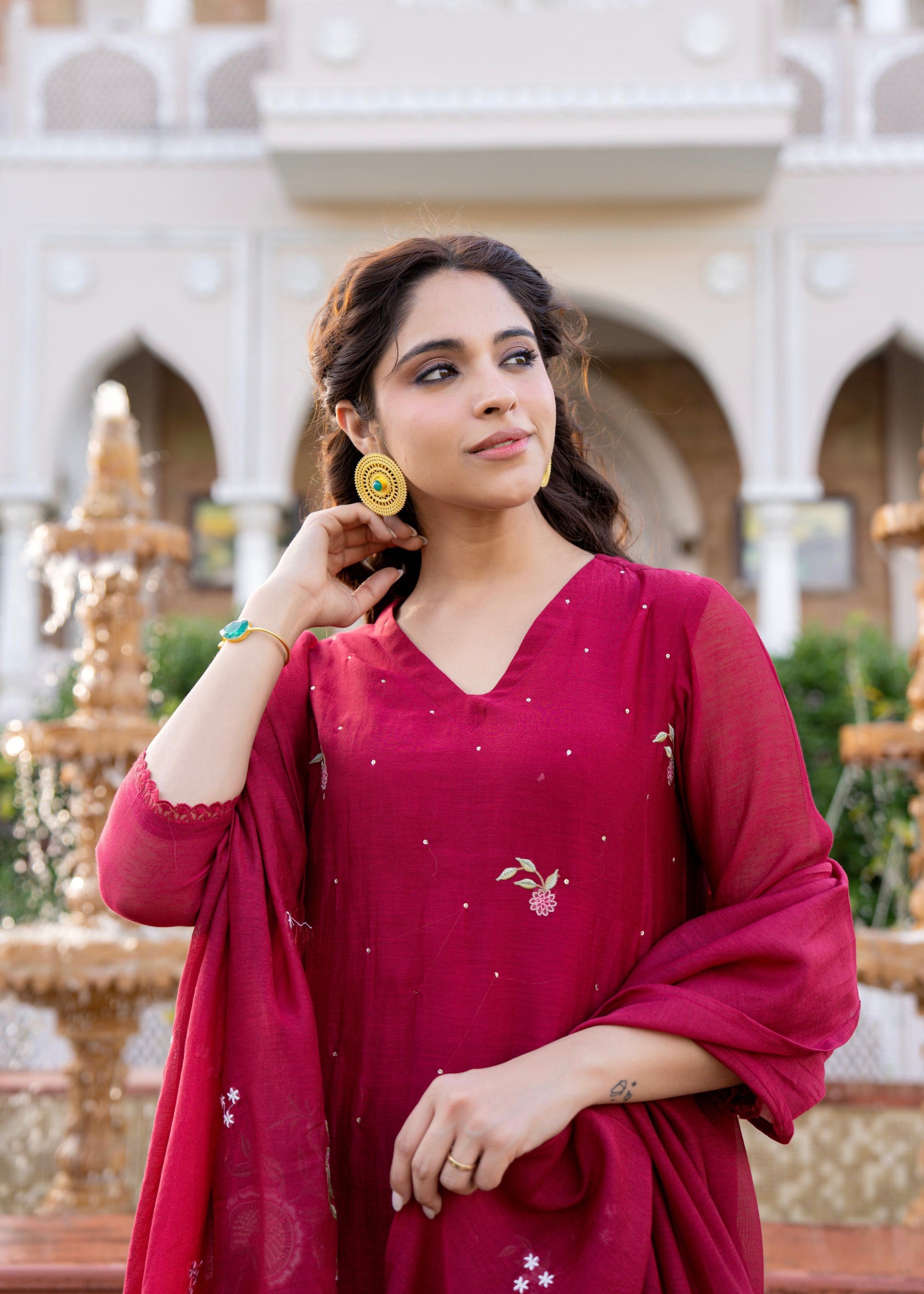 “EKTA” Beautiful premium Mul Chanderi  anarkali suit set