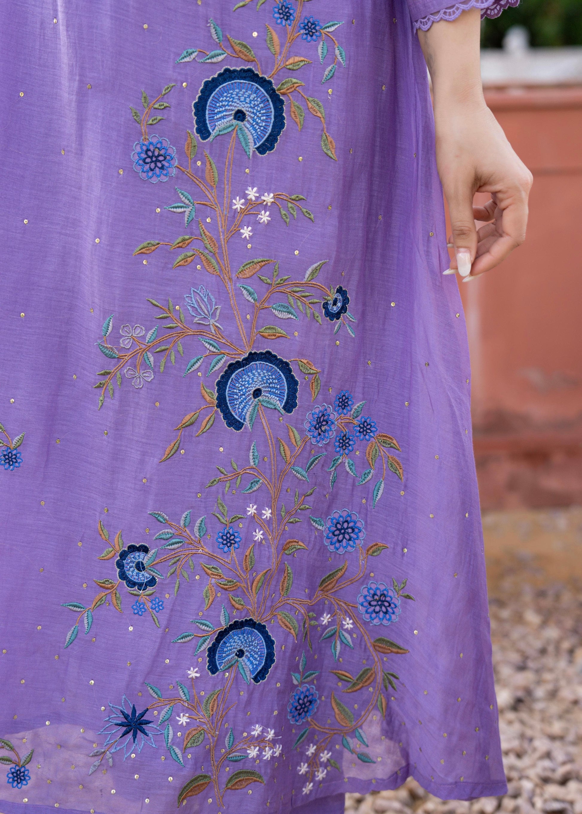 “EKTA” Beautiful premium Mul Chanderi  anarkali suit set
