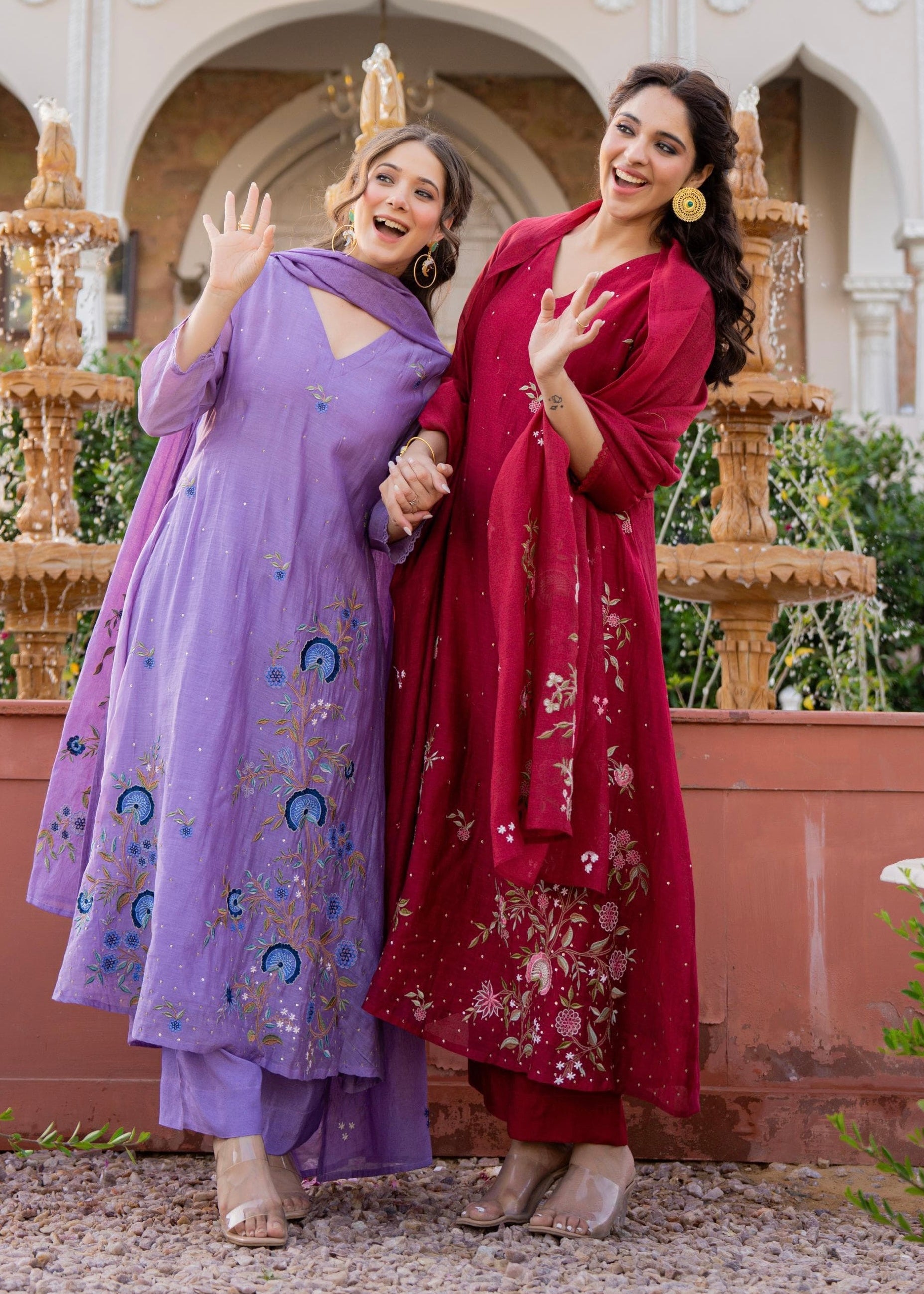 “EKTA” Beautiful premium Mul Chanderi  anarkali suit set