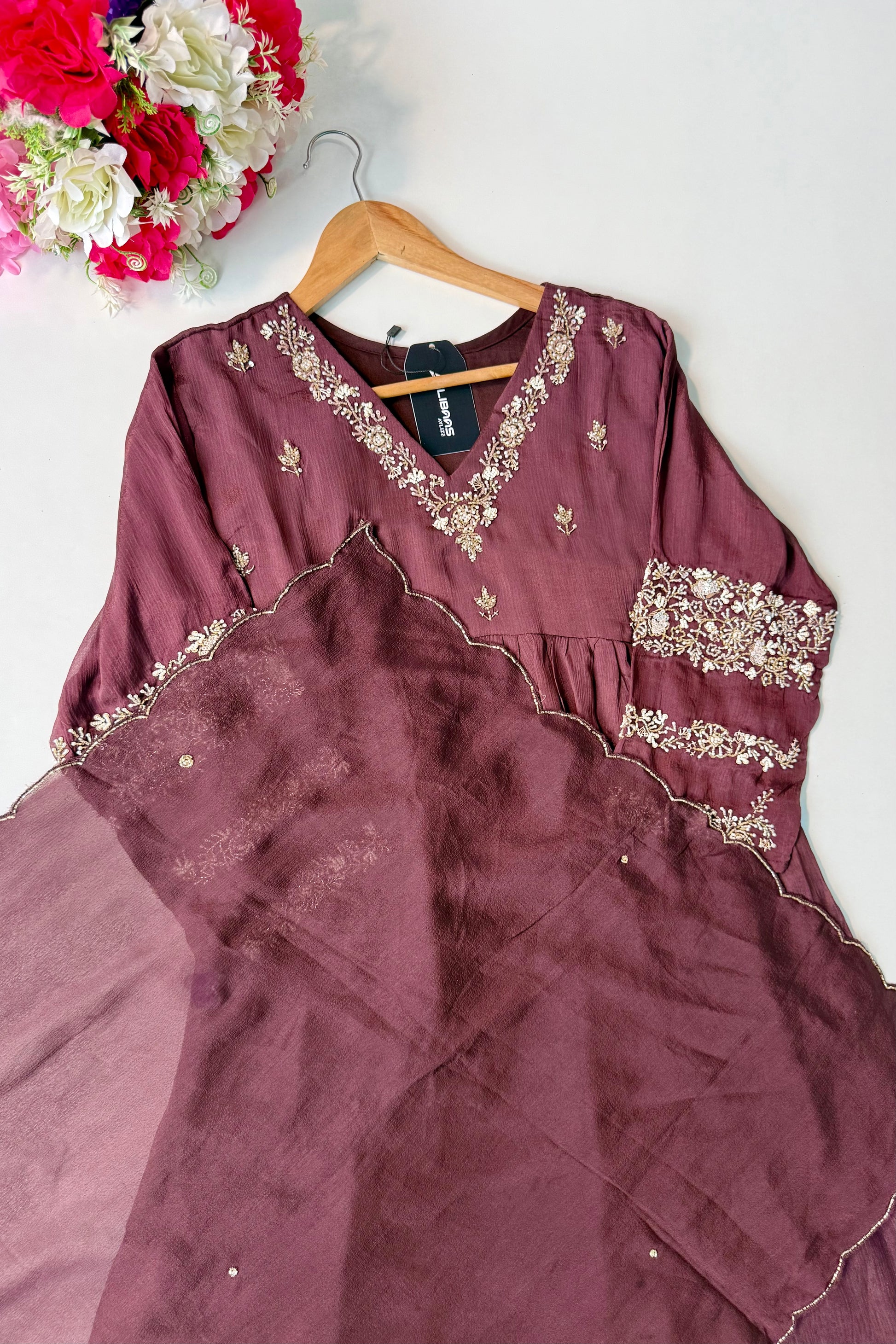 “Az026” Premium Party Wear Chinnon Anarkali Suit set 🛍️