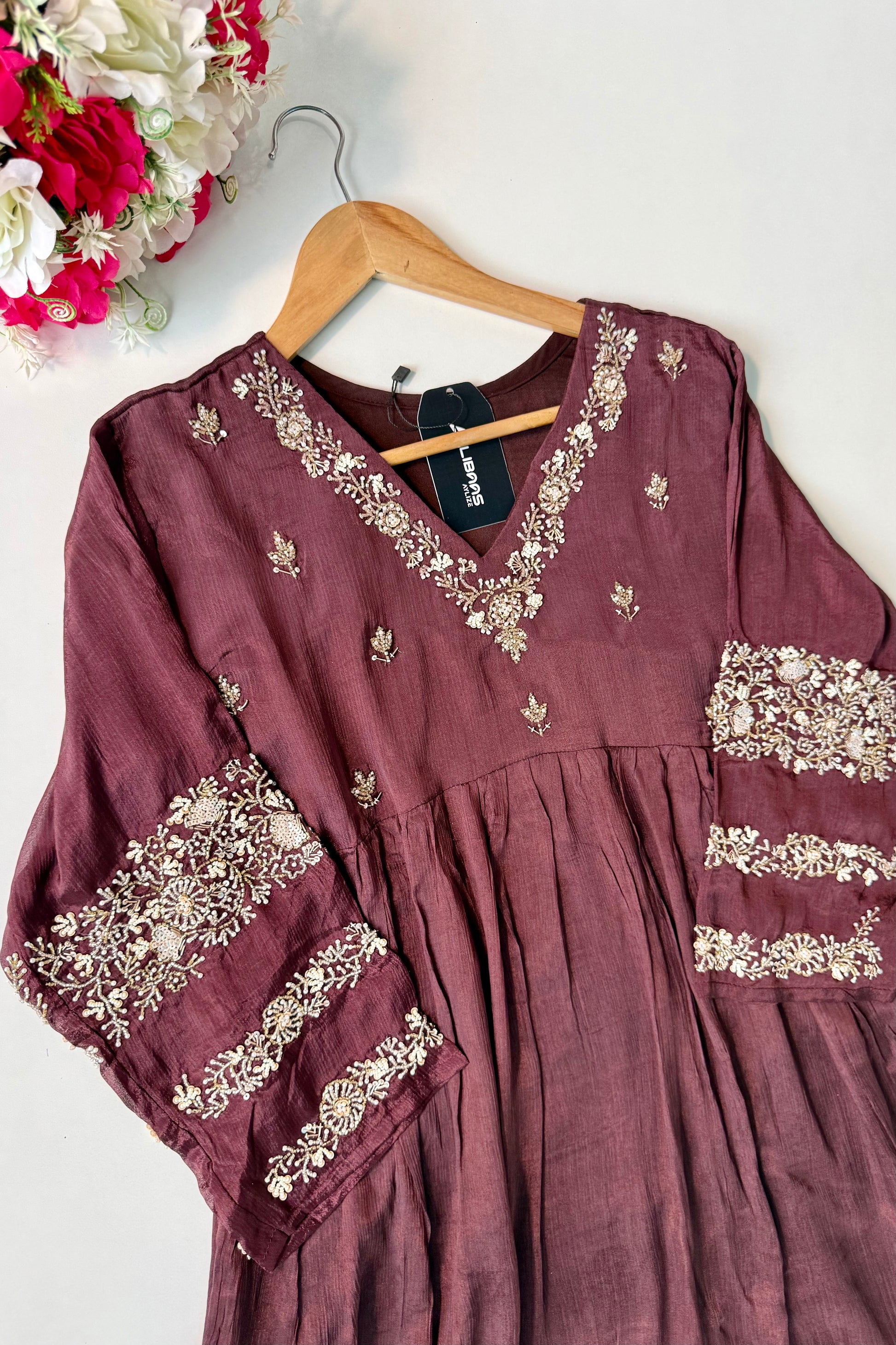 “Az026” Premium Party Wear Chinnon Anarkali Suit set 🛍️