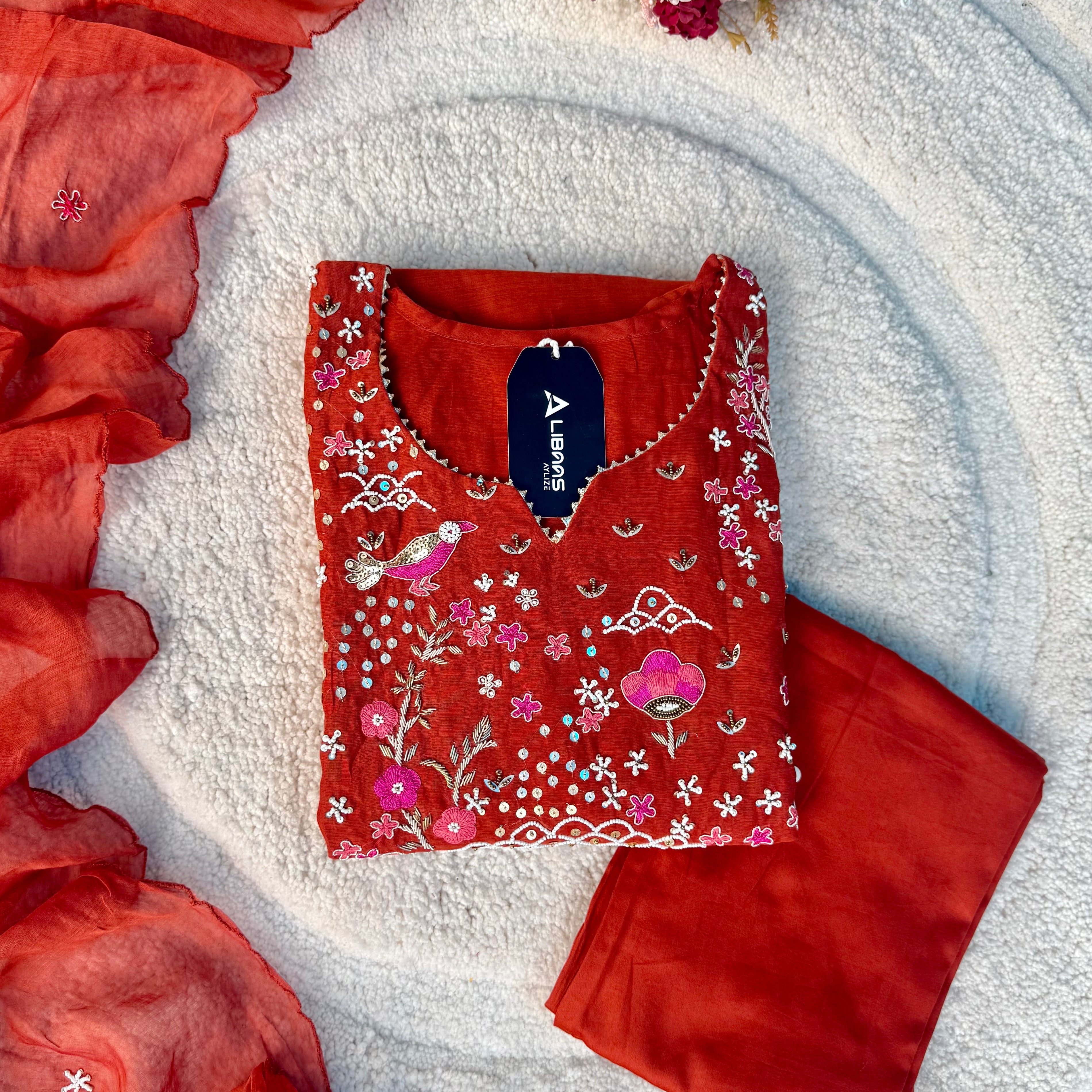 “Ishani” Premium Mul Chanderi A line Anarkali Kurta Set