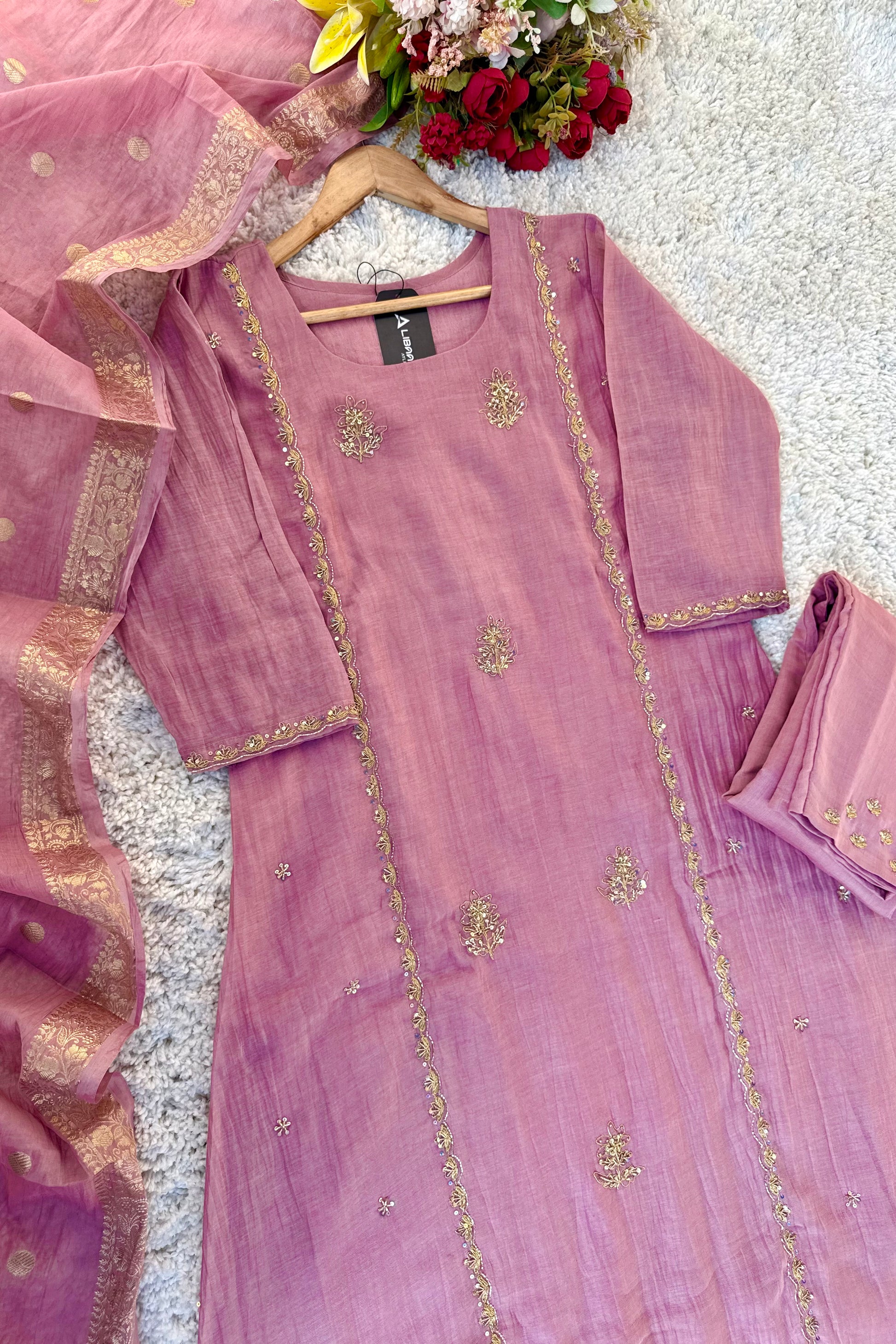 “Ujjwal” Trending Pink Mul Chanderi A Line Suit 🛍️