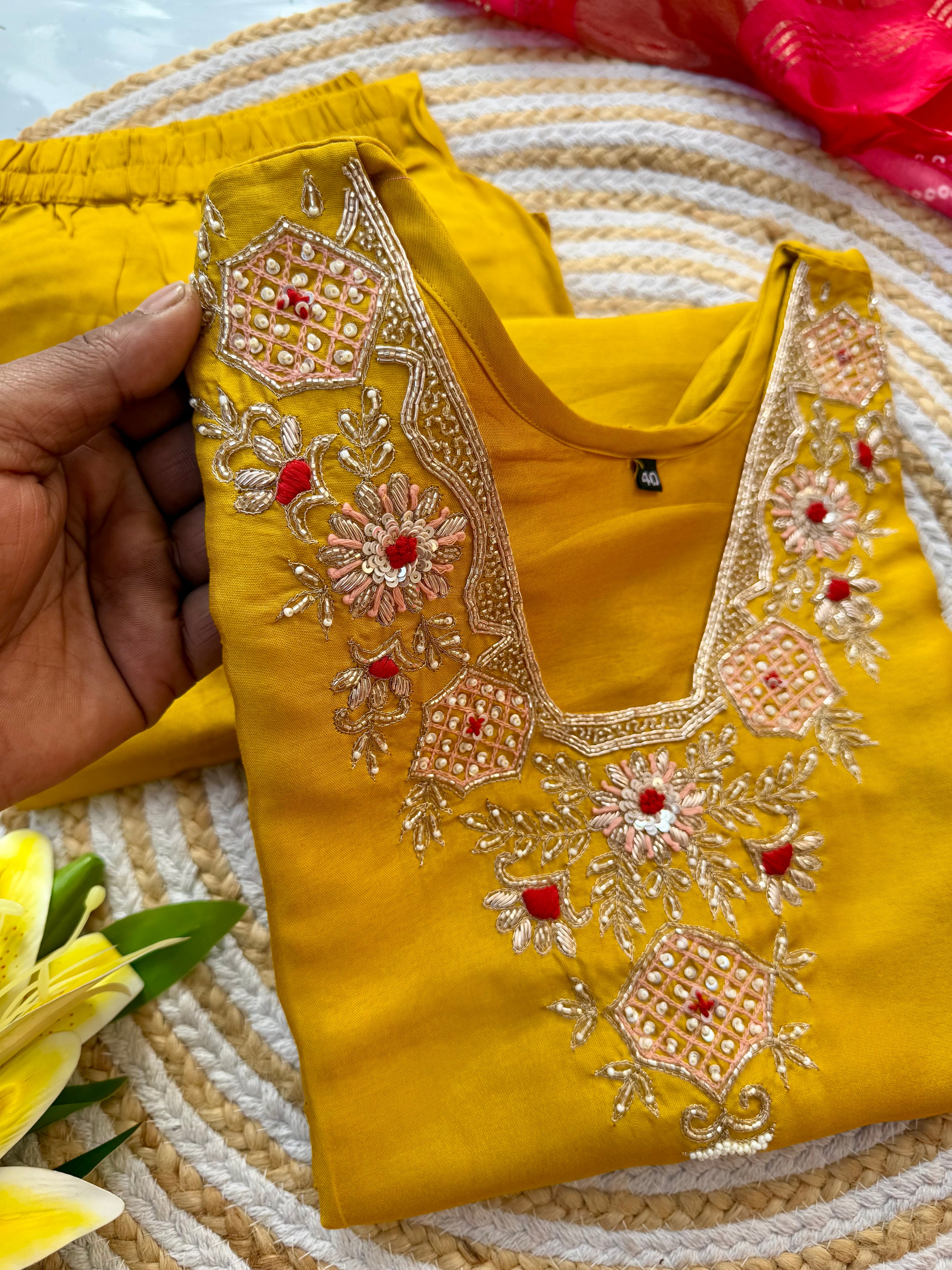 “SHARARA” Yellow shades dola silk kurti sharara with gajji silk dupatta set