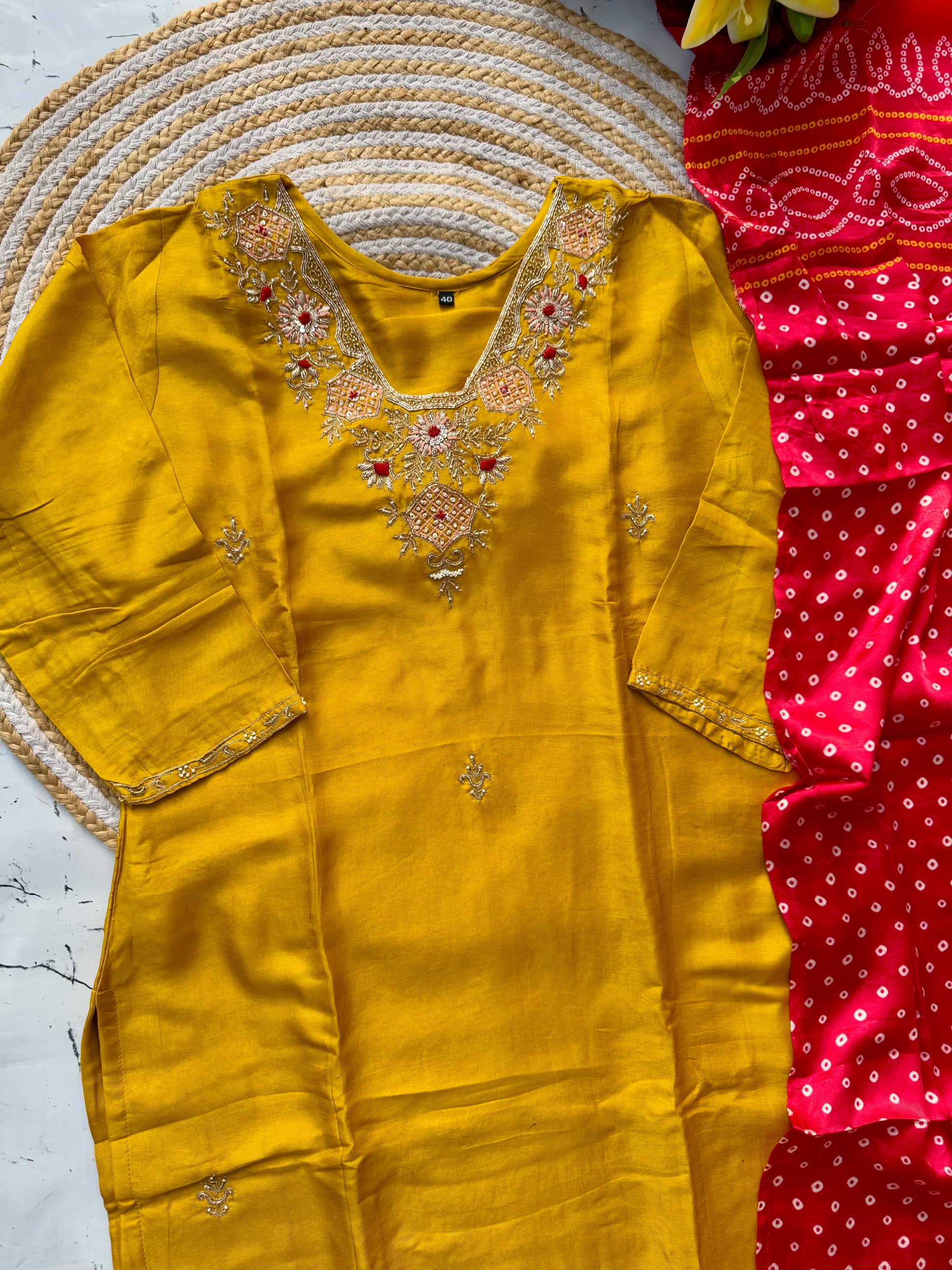 “SHARARA” Yellow shades dola silk kurti sharara with gajji silk dupatta set